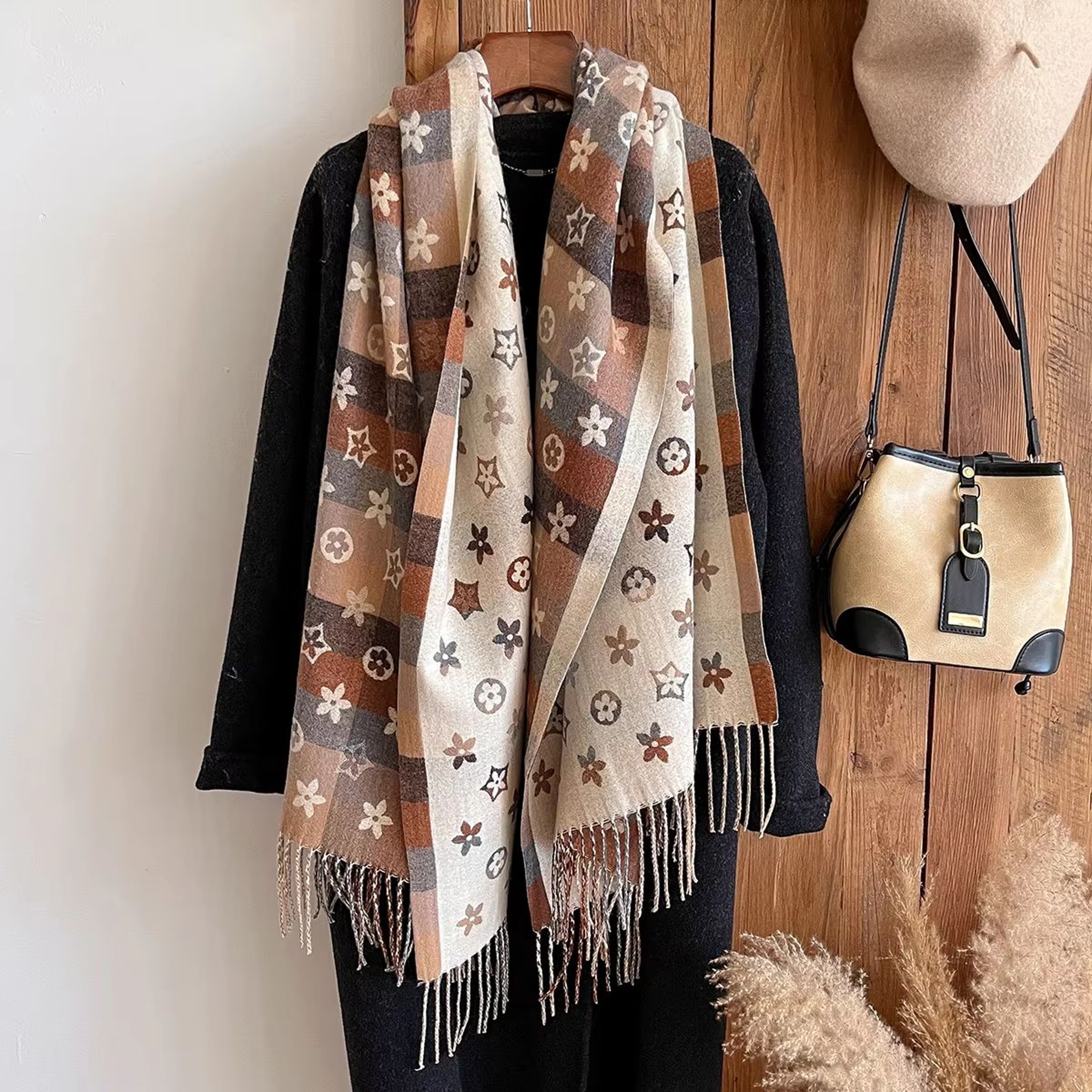 National Style Cashmere Winter Scarf For Women  Thick Pashmina Shawl Wrap Blanket Foulard Bandana 1