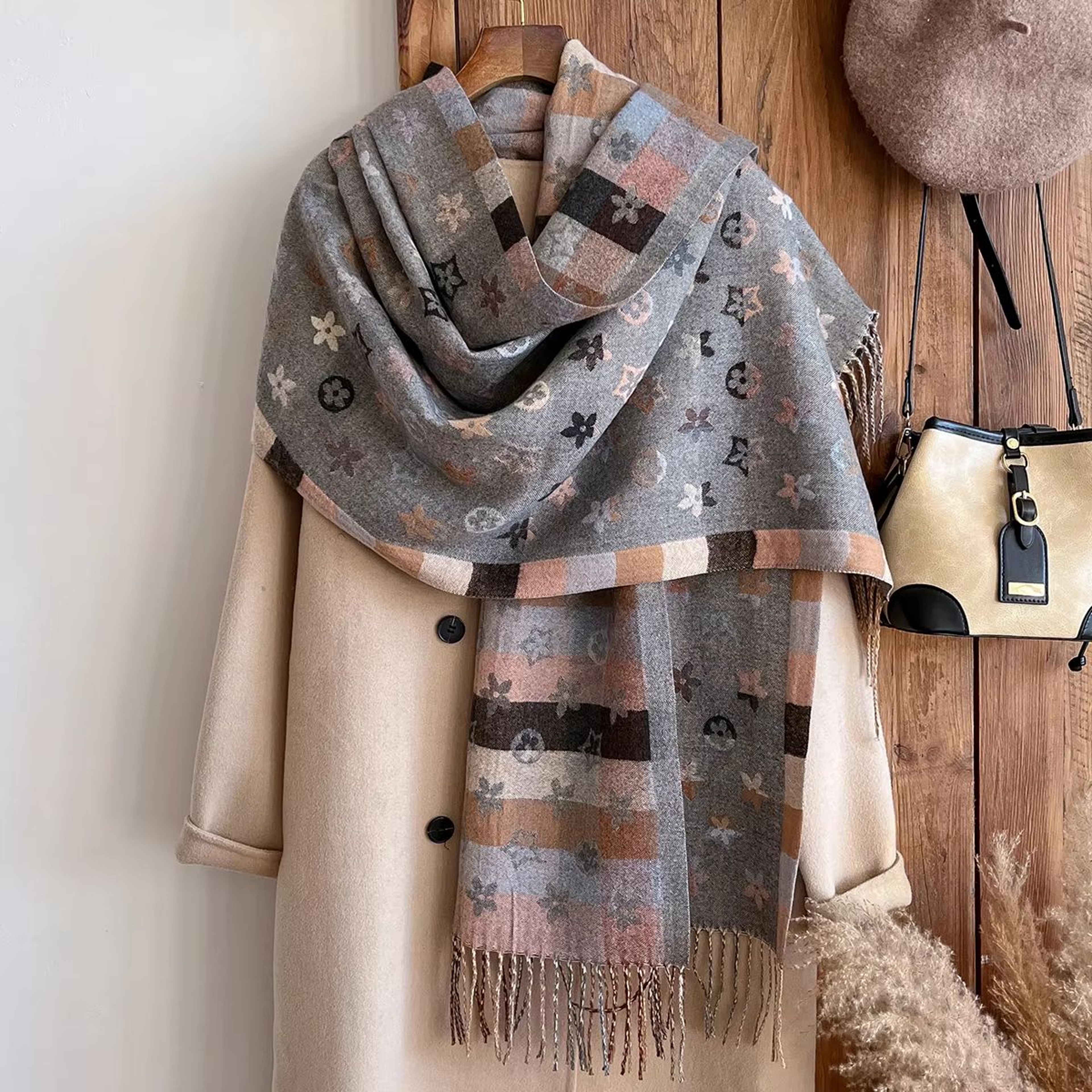 National Style Cashmere Winter Scarf For Women  Thick Pashmina Shawl Wrap Blanket Foulard Bandana 3