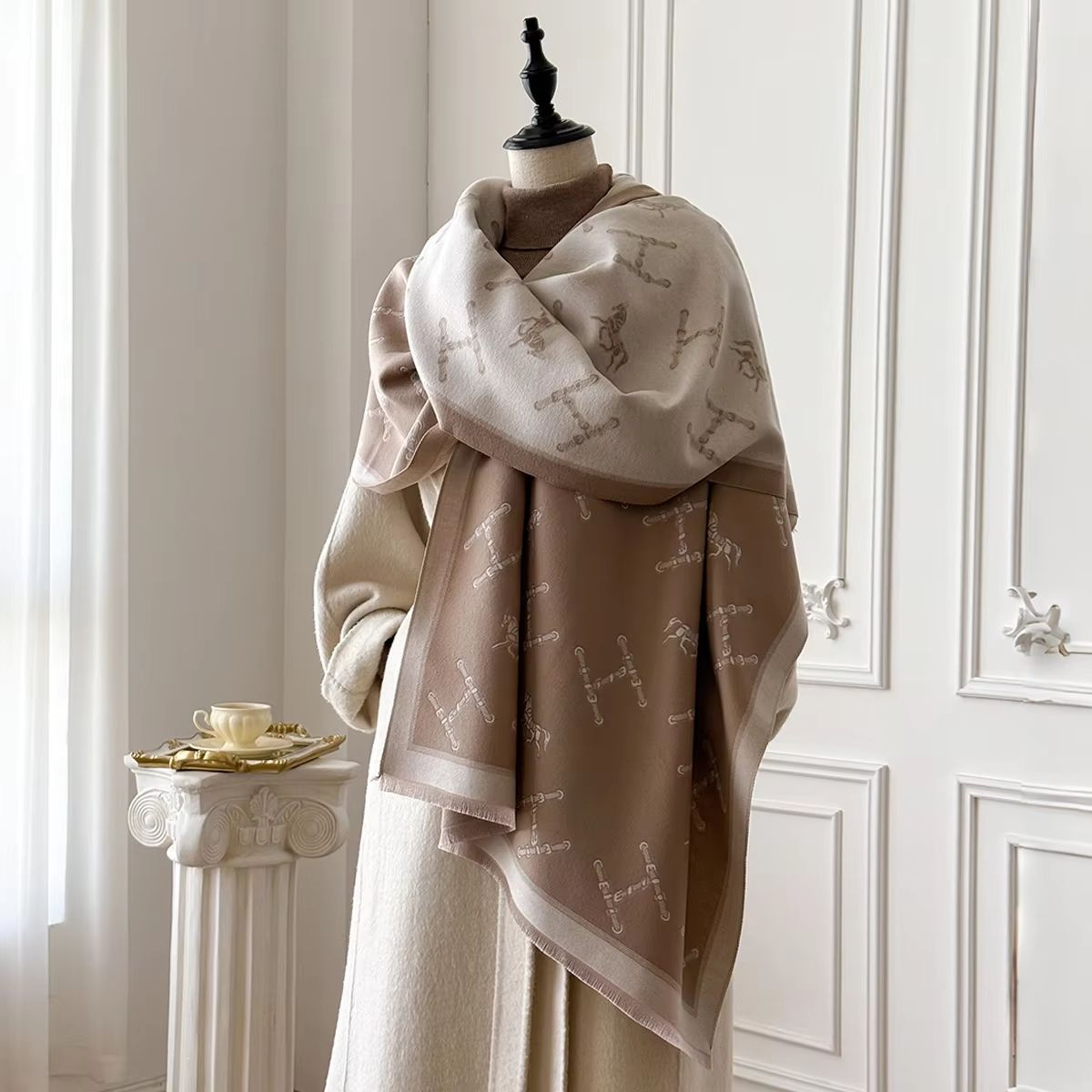 Womens Luxury Cashmere Winter Floral Shawl  Thick Warm Pashmina Wrap  Poncho 4