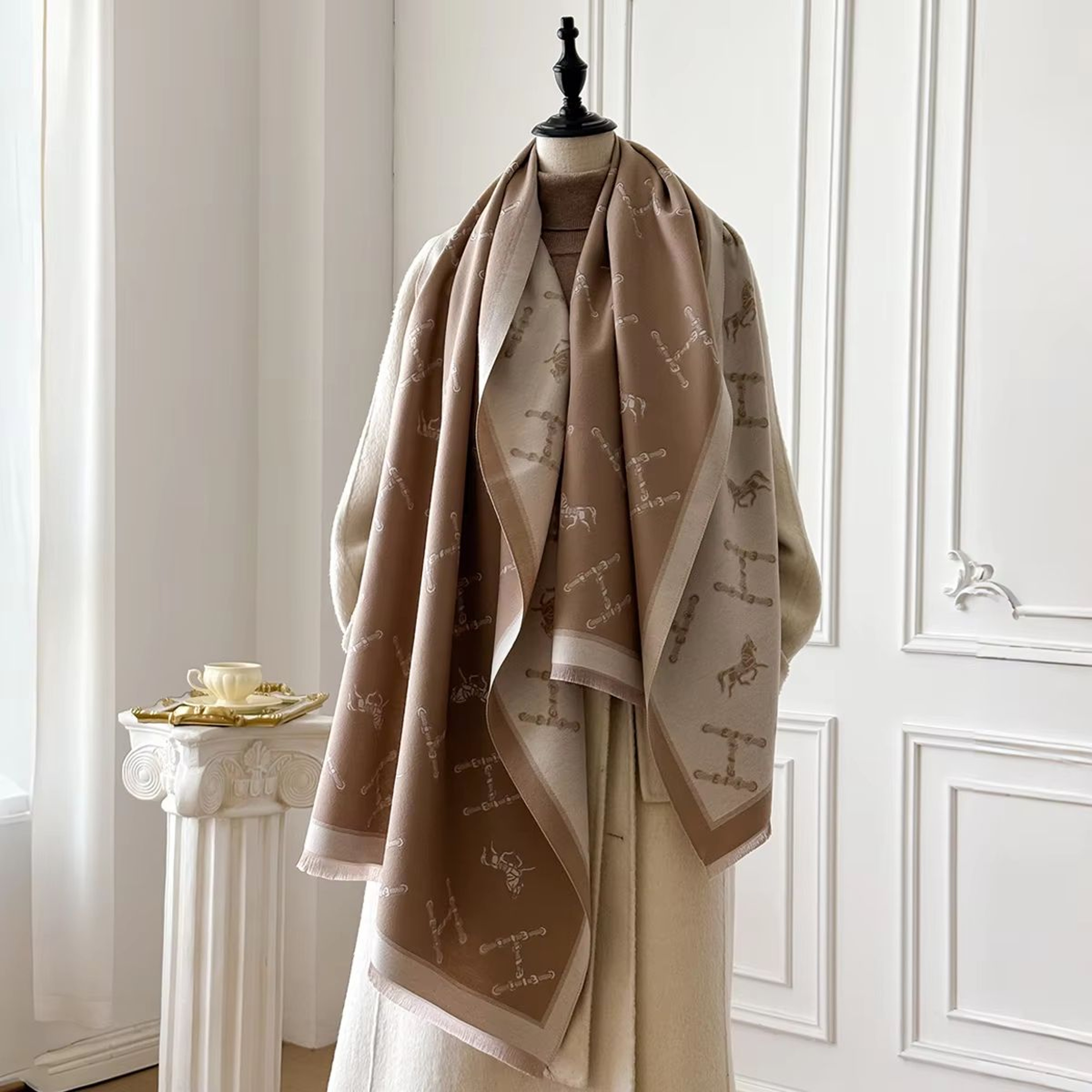 Womens Luxury Cashmere Winter Floral Shawl  Thick Warm Pashmina Wrap  Poncho 9