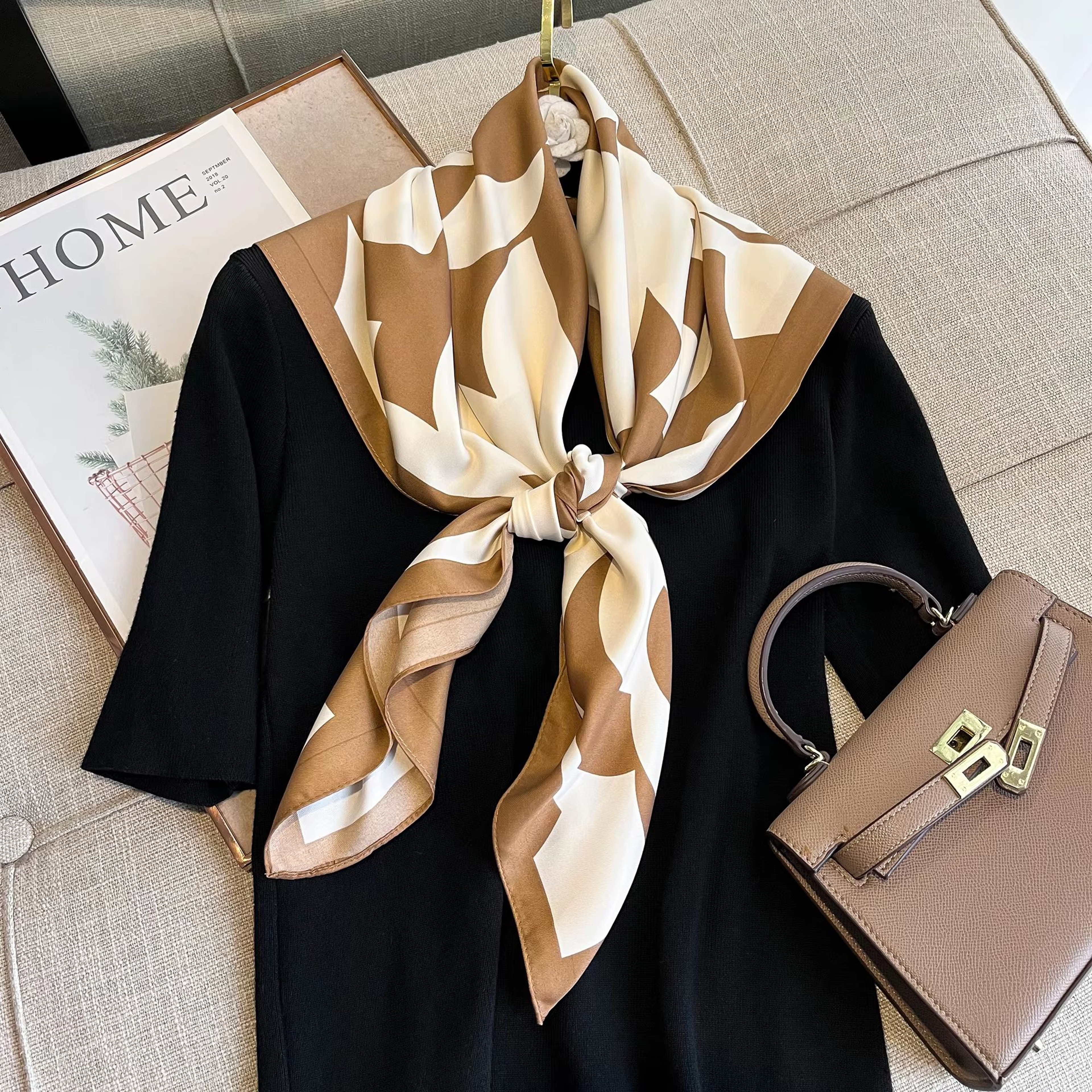 Luxury Satin Twill Square Scarf For Women  35x35in Elegant Shawl Headscarf  Neck Tie Bandana 1