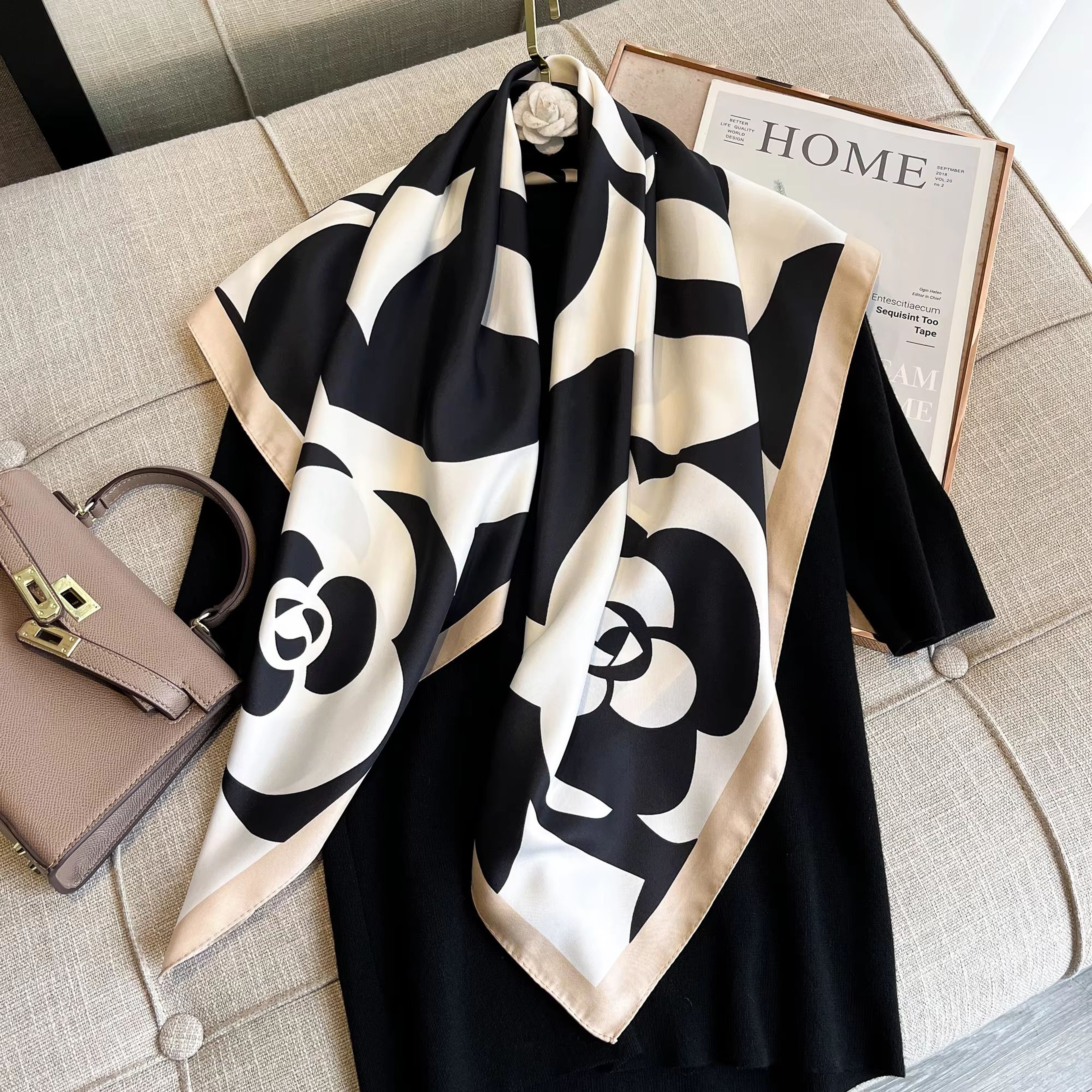 Luxury Satin Twill Square Scarf For Women  35x35in Elegant Shawl Headscarf  Neck Tie Bandana 2