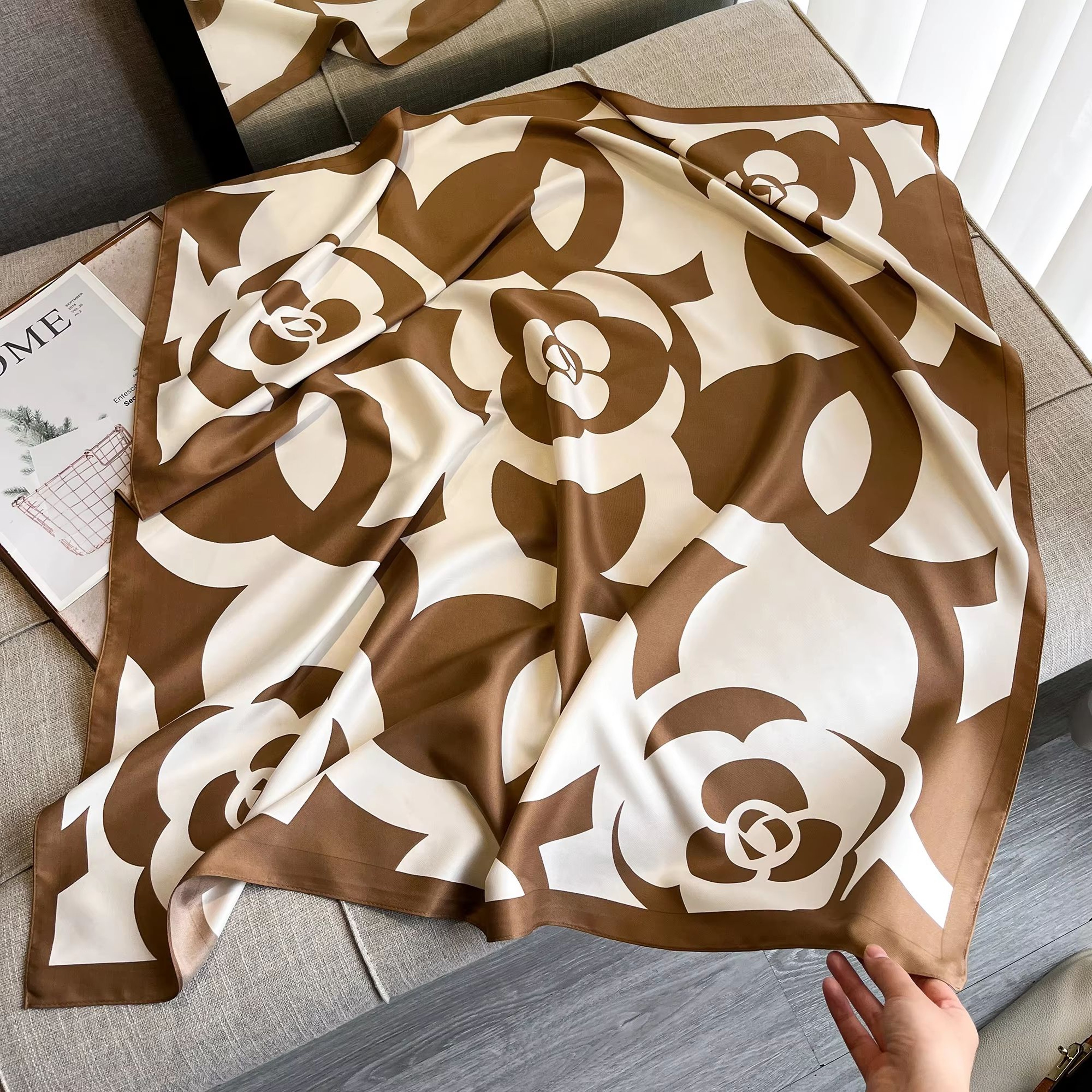 Luxury Satin Twill Square Scarf For Women  35x35in Elegant Shawl Headscarf  Neck Tie Bandana 8