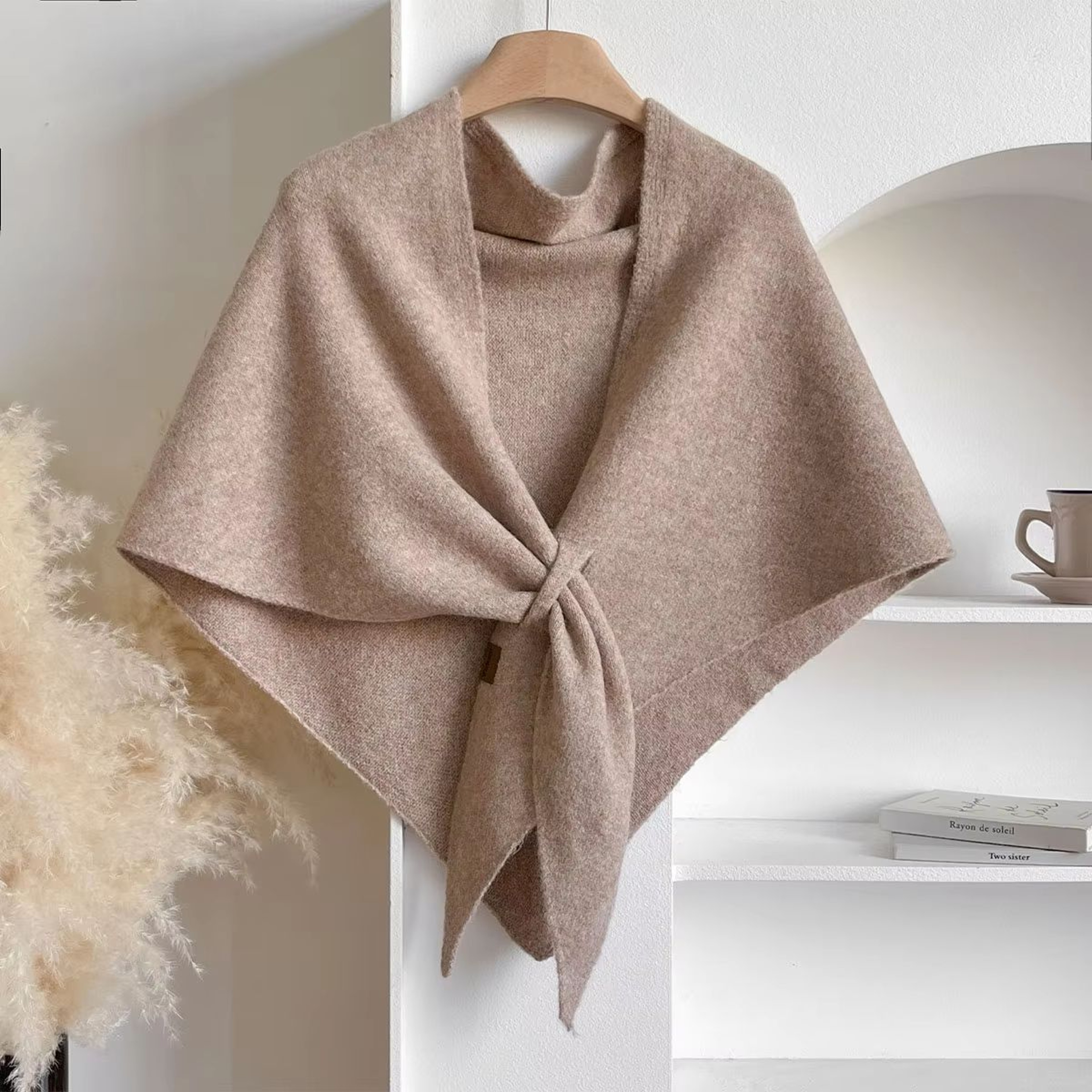 KoreanStyle Wool Blend Triangular Shawl For Women  Autumn  Winter Thick Warm Neck Wrap 11