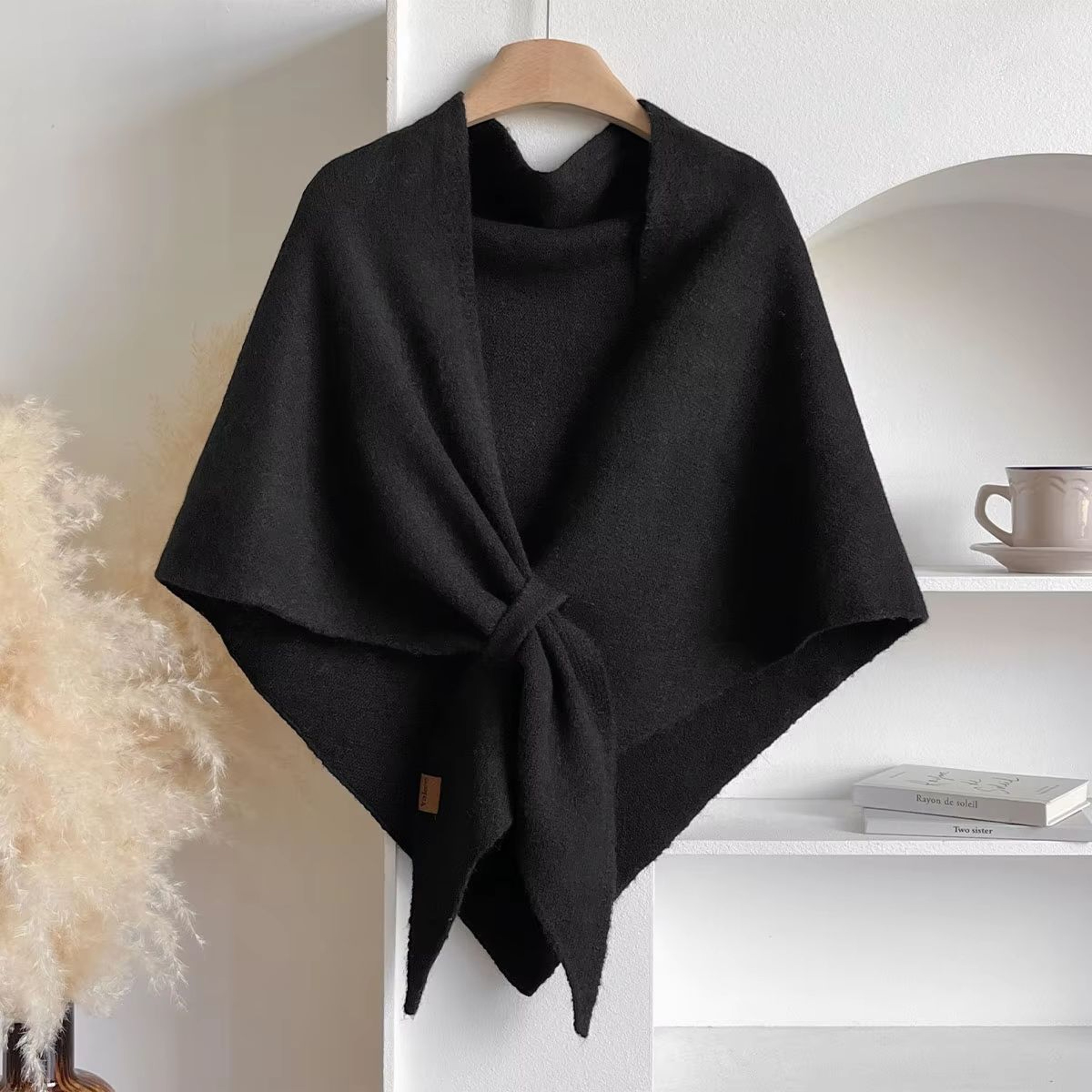 KoreanStyle Wool Blend Triangular Shawl For Women  Autumn  Winter Thick Warm Neck Wrap 7
