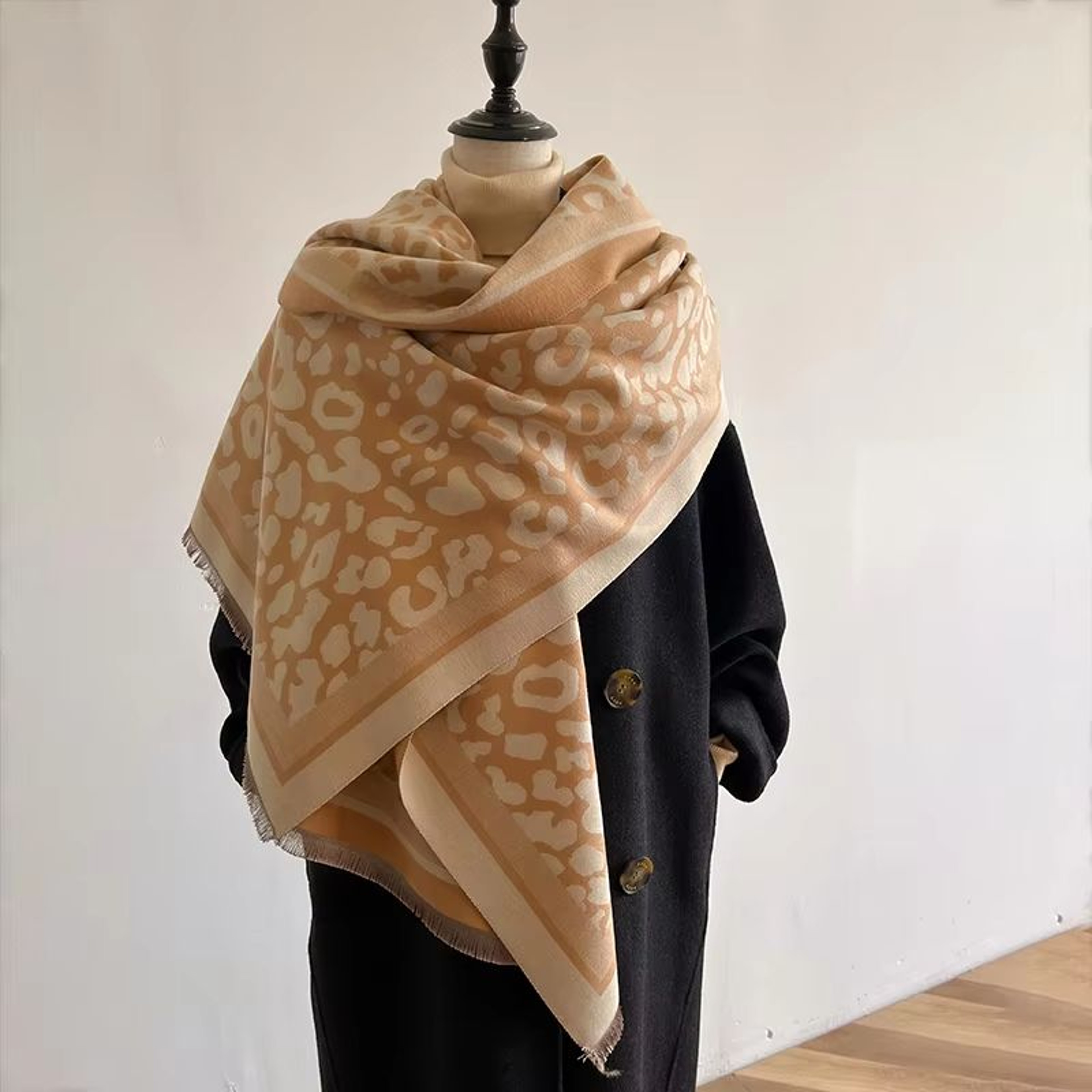 Warm Leopard Print Pashmina Scarf For Women Autumn Winter Wrap 4