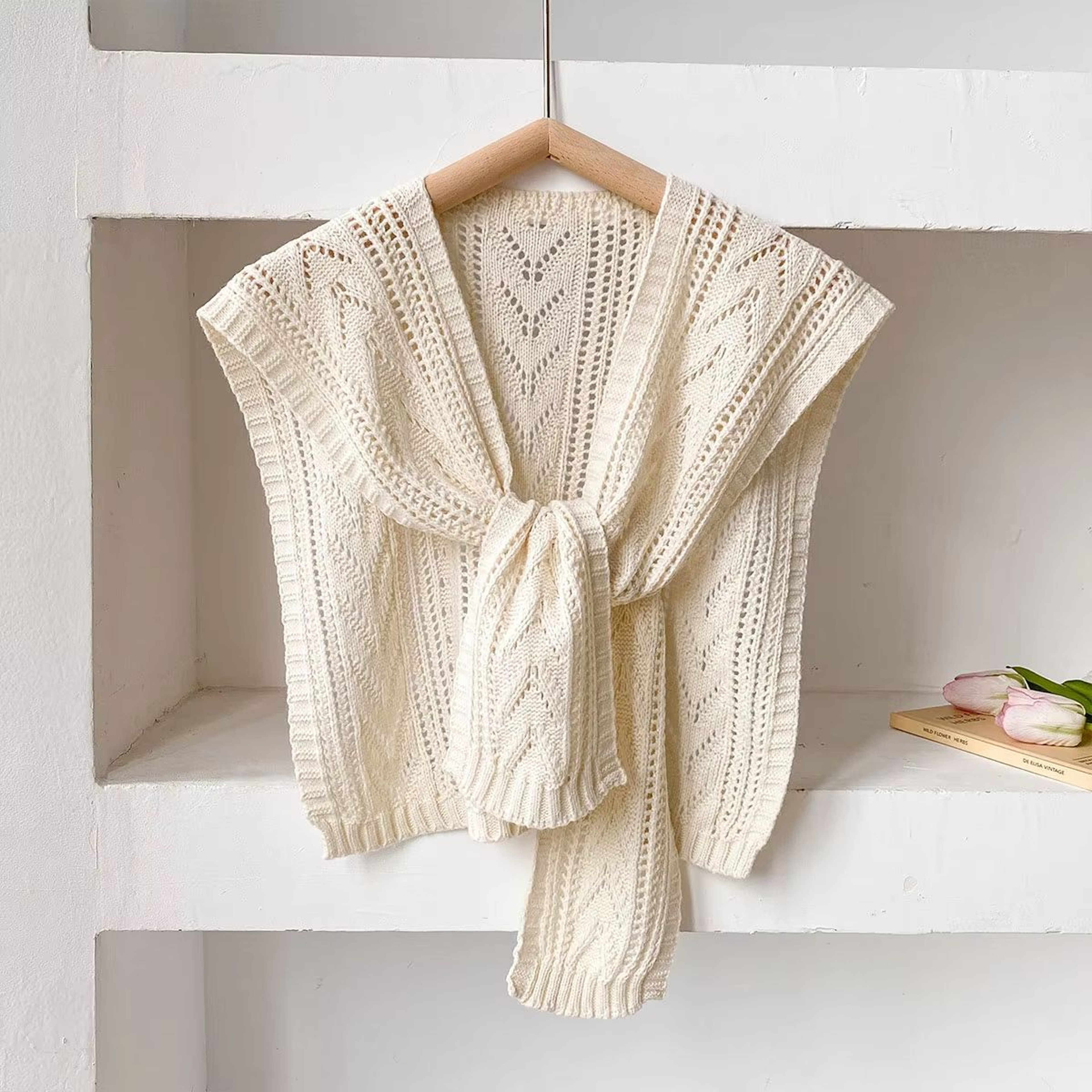 Women Lightweight Knit Neck Cape Solid Color Summer Shawl For Office Air Conditioning 2