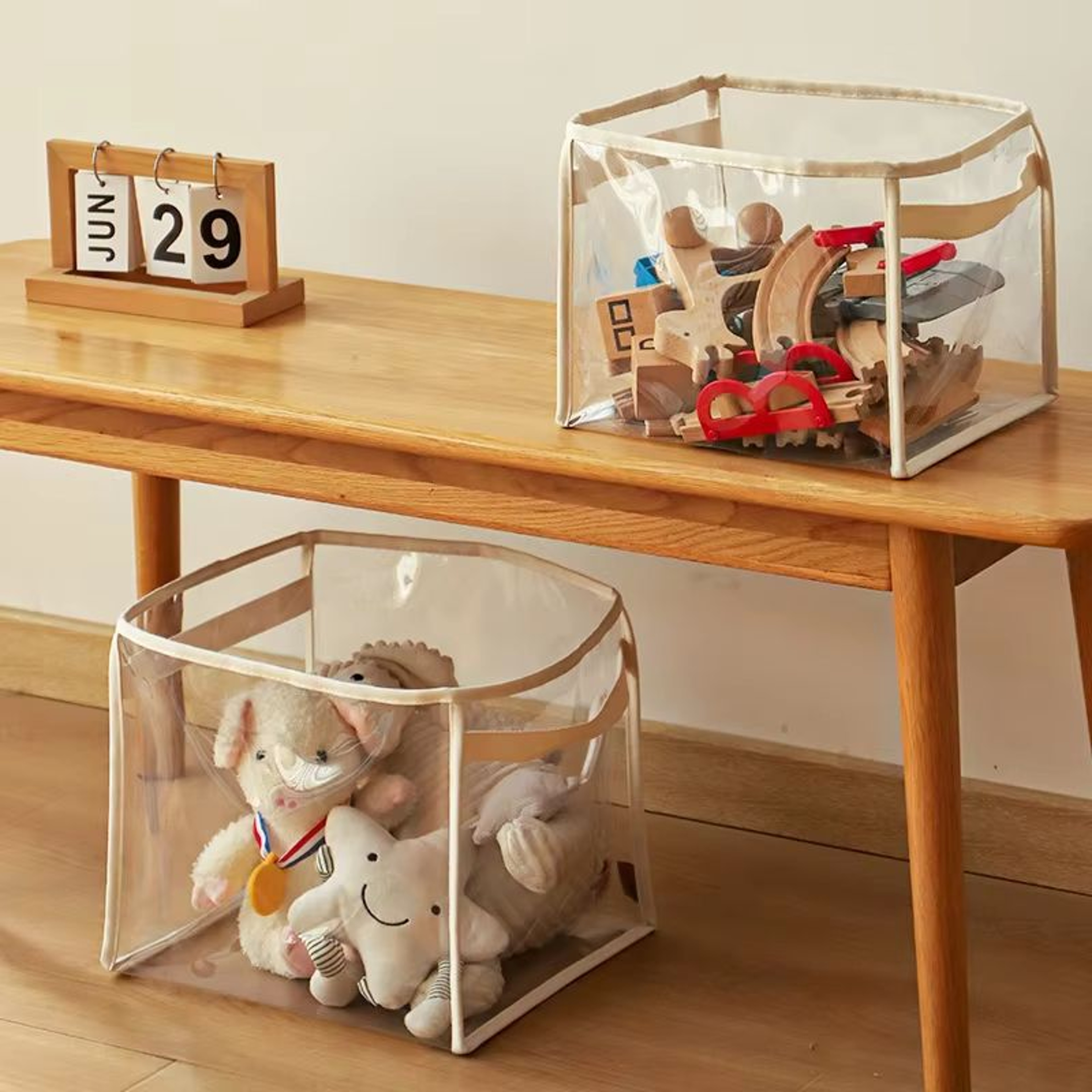 Large Transparent Childrens Toy Storage Basket Extra Capacity Multifunctional Organizer 0