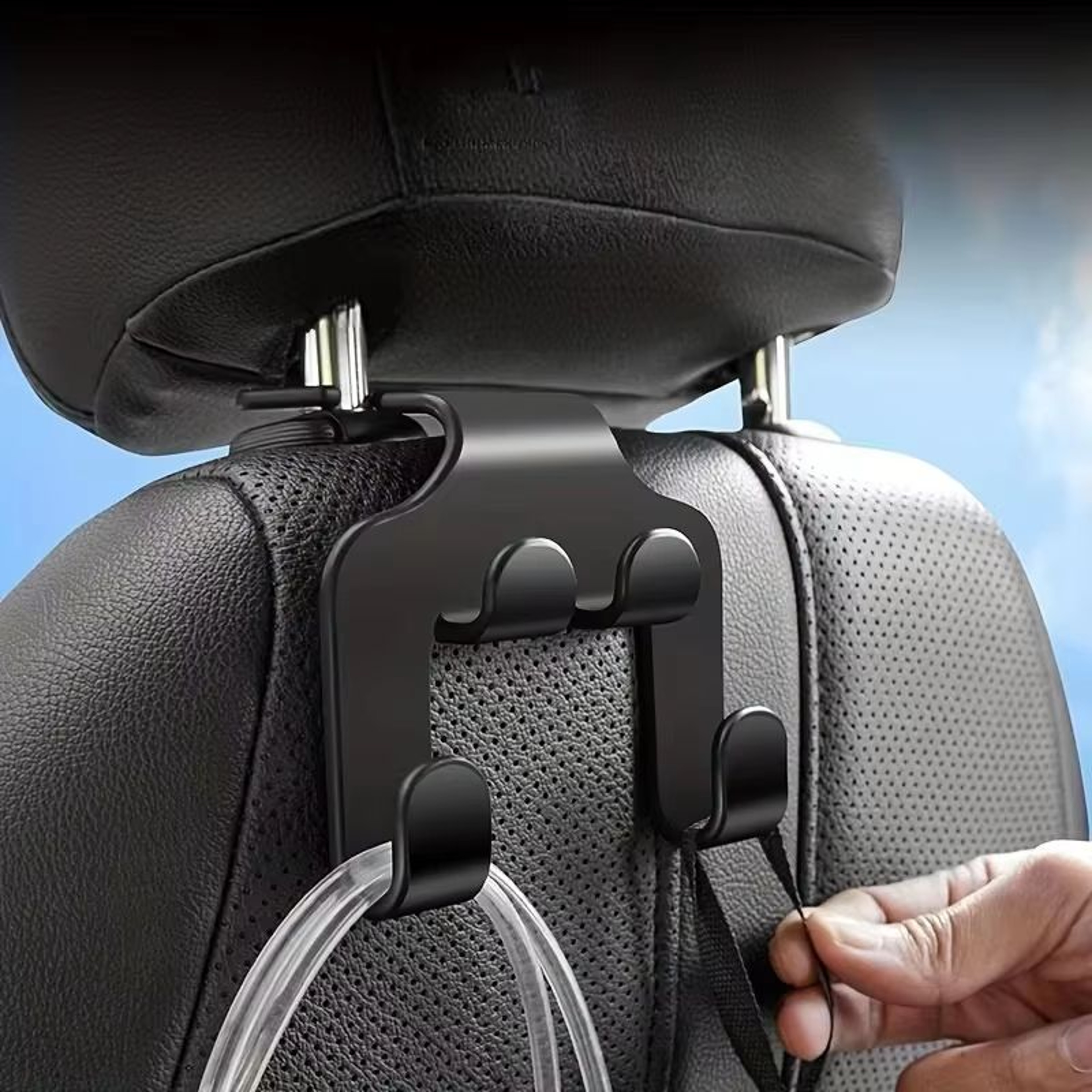 Universal Car Seat Headrest Hooks 4Pack  Hanger Storage Organizer For Handbags Coats And More 0