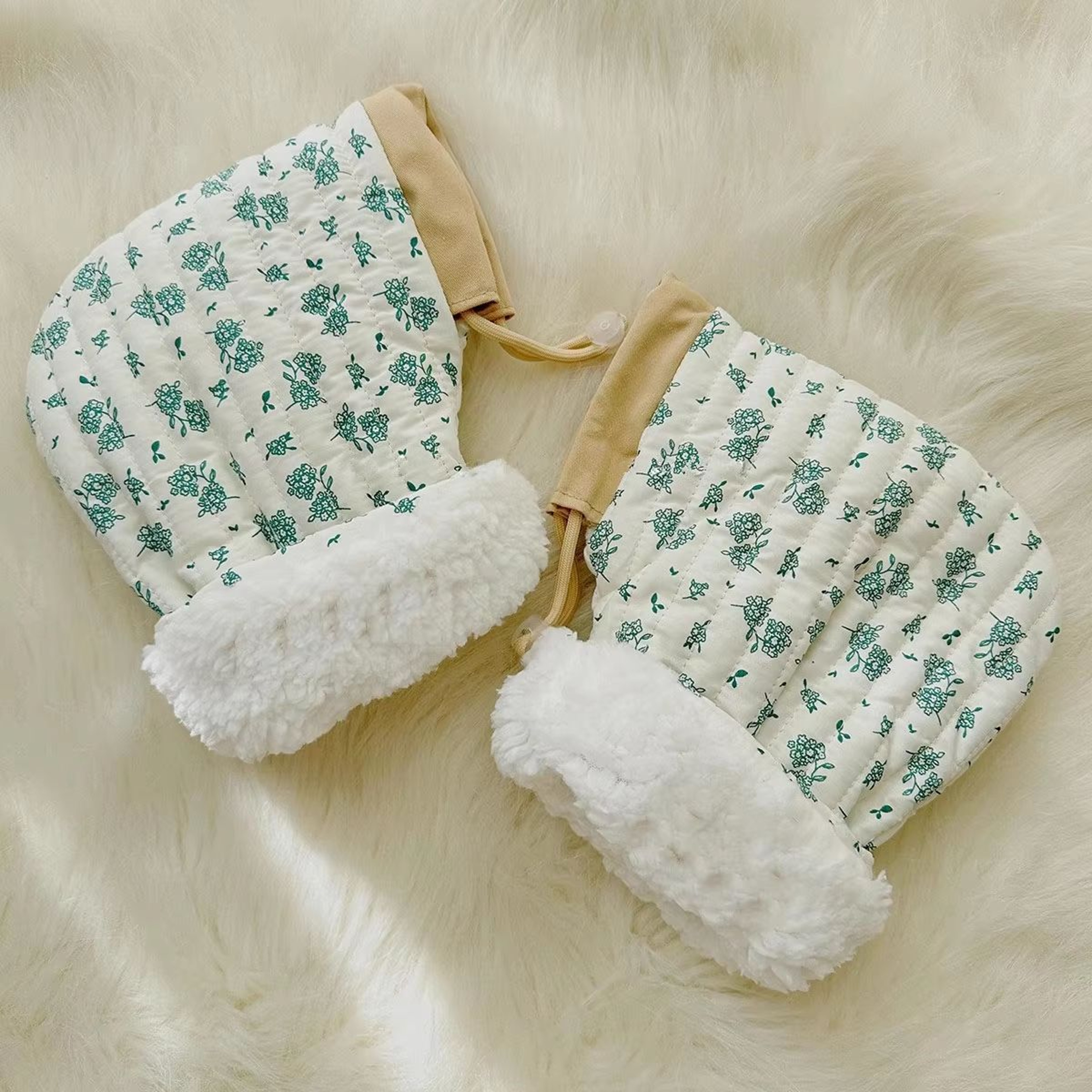 Windproof Infant Stroller Gloves Childrens Outdoor Winter Mittens Cartoon Printed Hands Warmer Scoo 7
