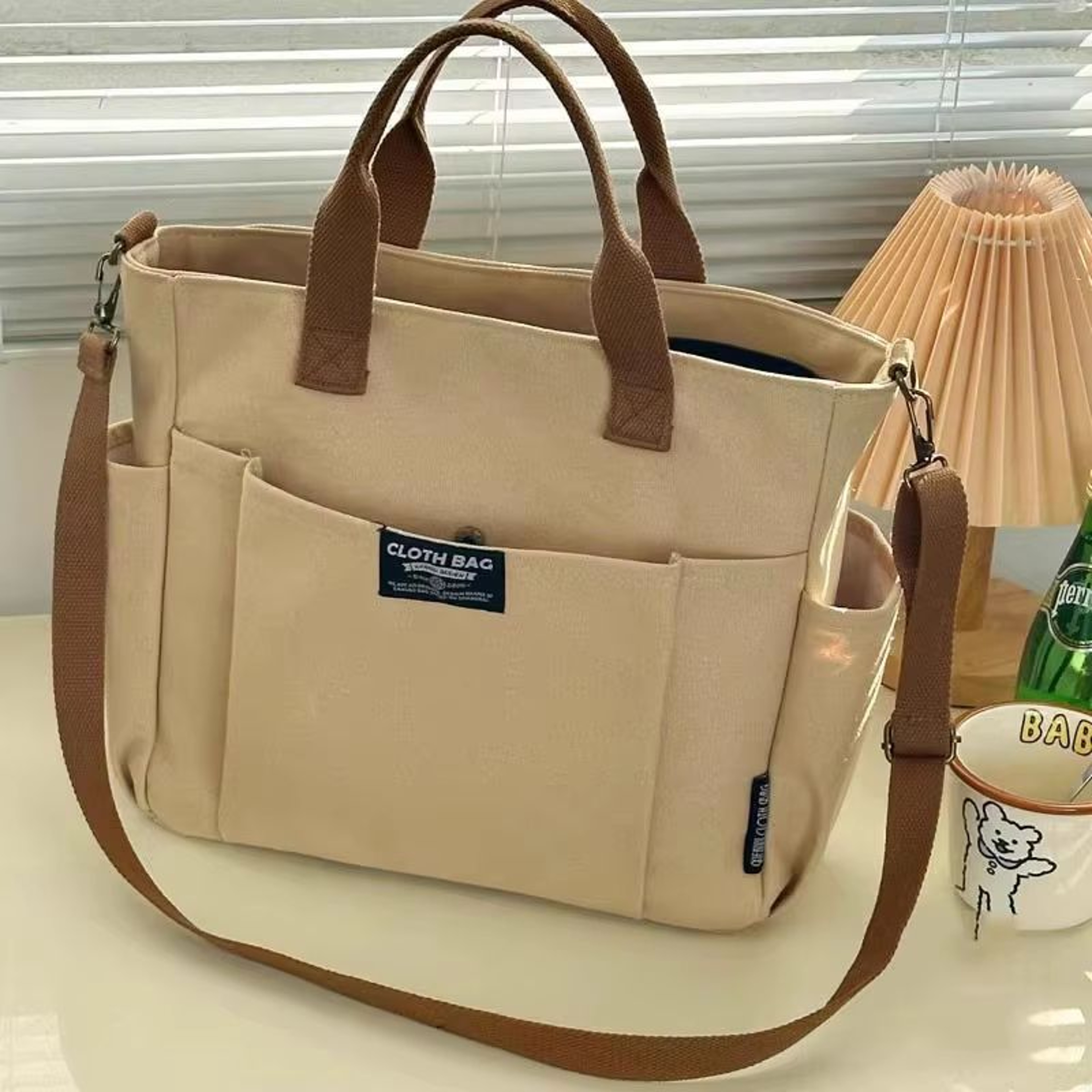 Urban Minimalist Large Capacity Canvas Crossbody Tote Bag For Women Commuting And Student Use 6