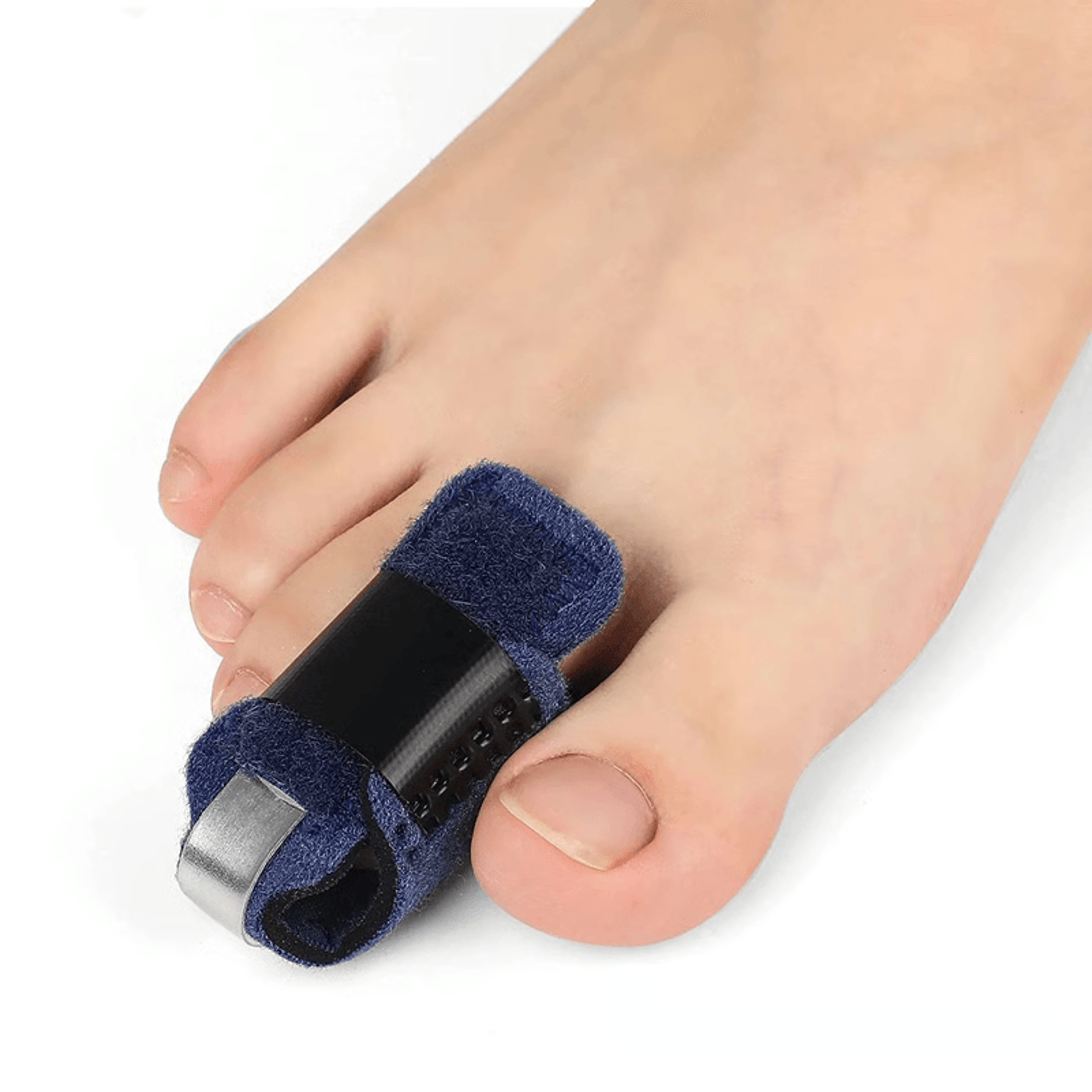 Woman wearing hammer toe corrector brace