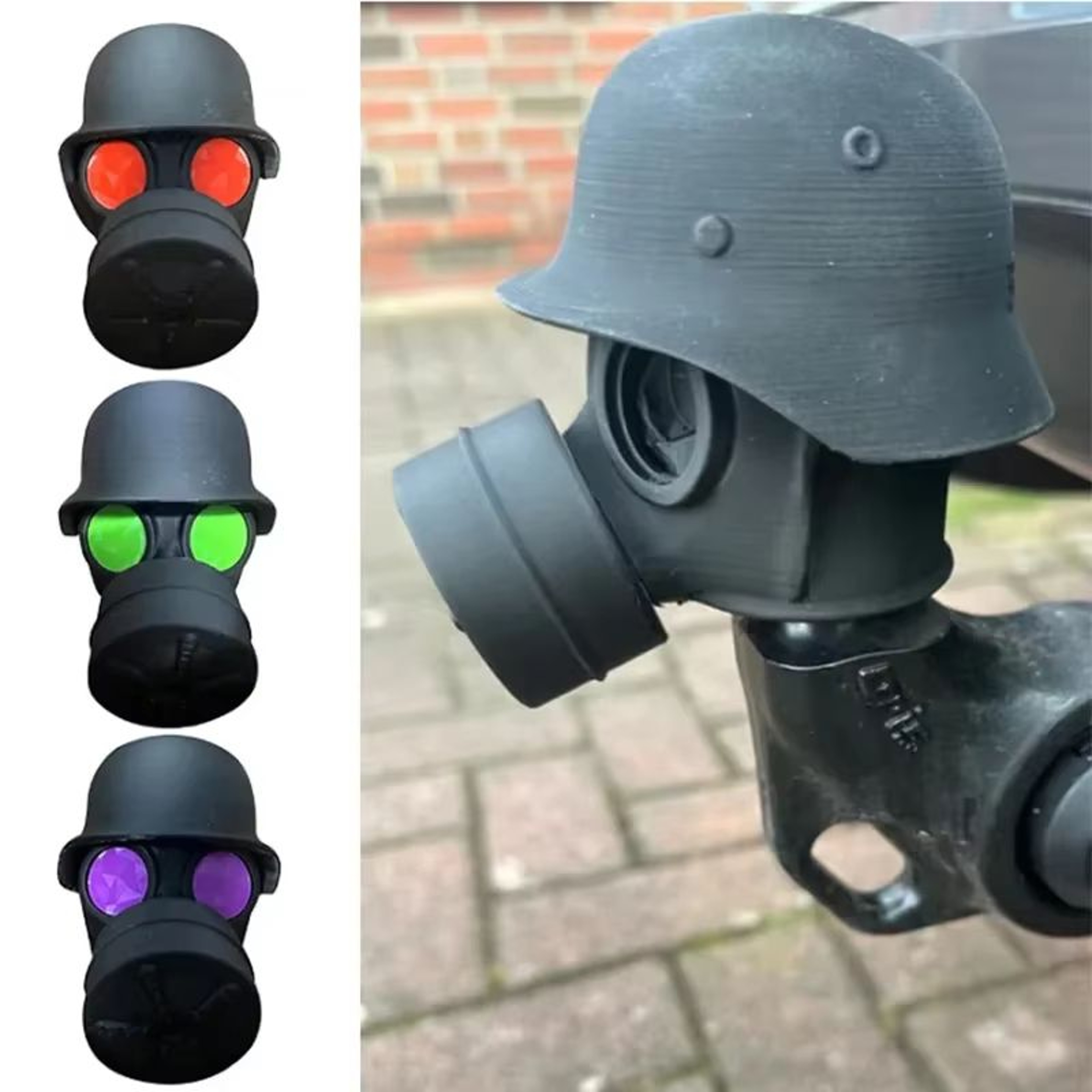 3D Trailer Hitch Ball Cover With Steel Helmet And Gas Mask Design Rust Protection Accessory 0