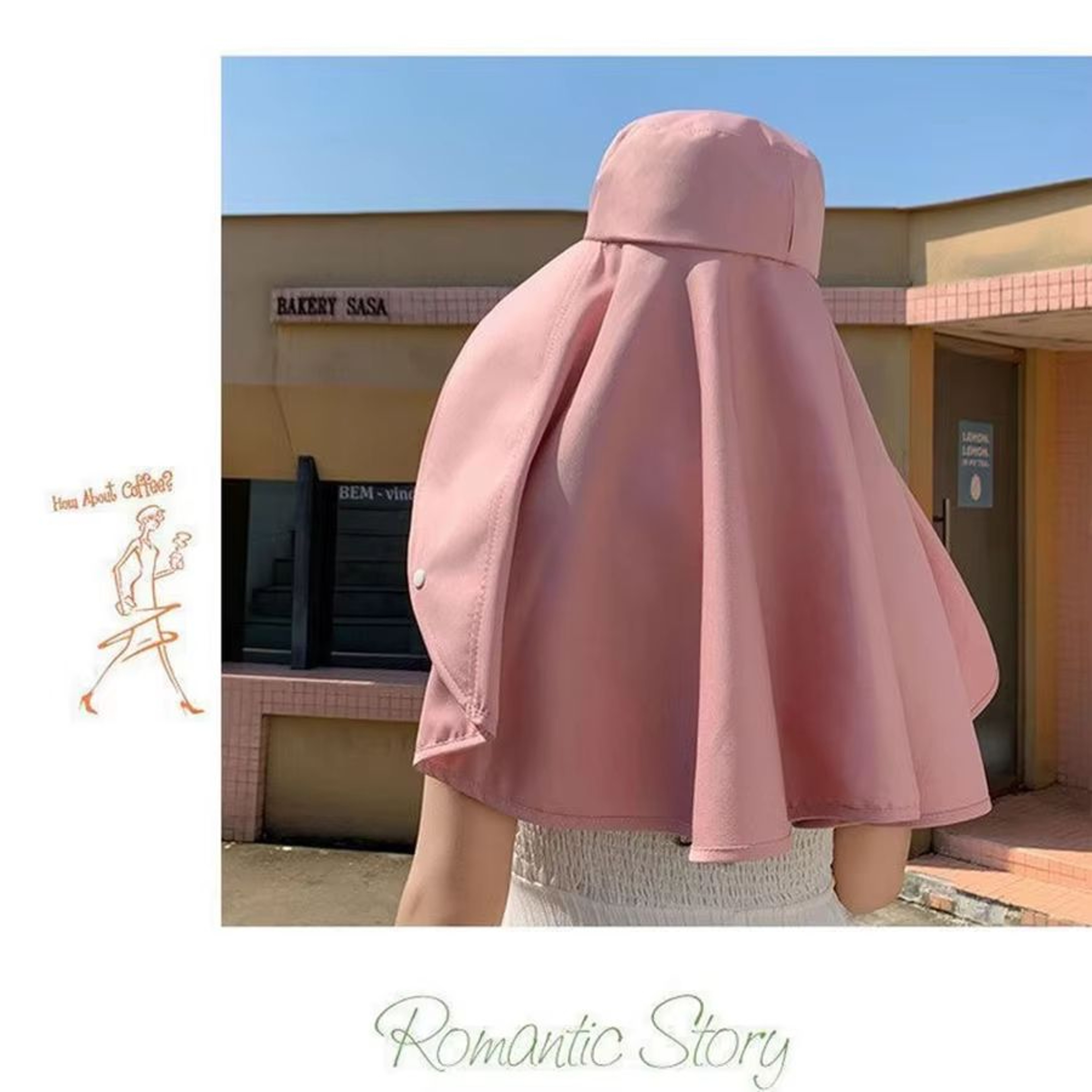 Women Wide Brim Sun Visor Hat With Neck Cover UV Protection Ponytail Cap For Fishing Hiking 4