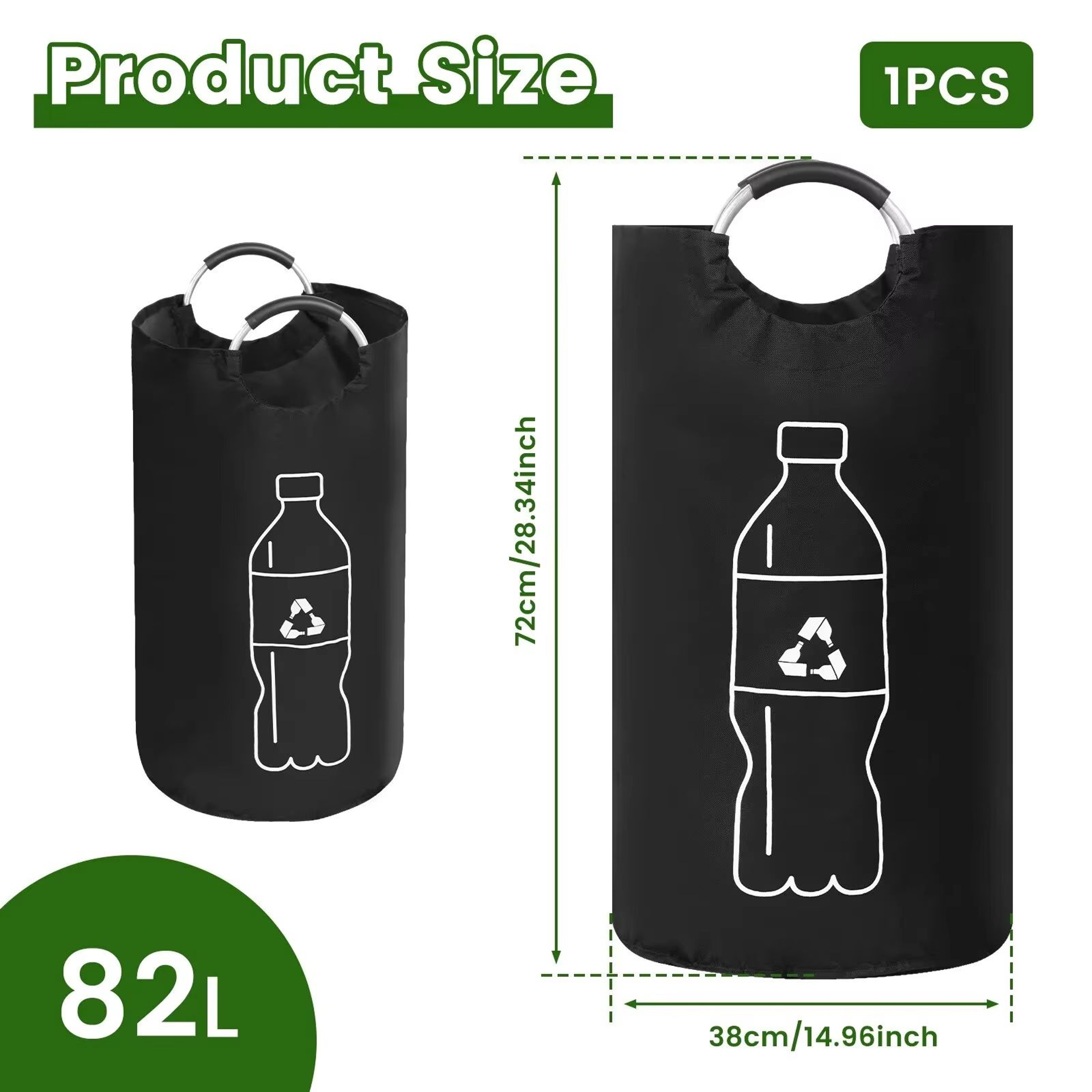 Large Capacity 82Liter Folding Storage Basket For Bottle  Waste Collection With Aluminum Handle 6