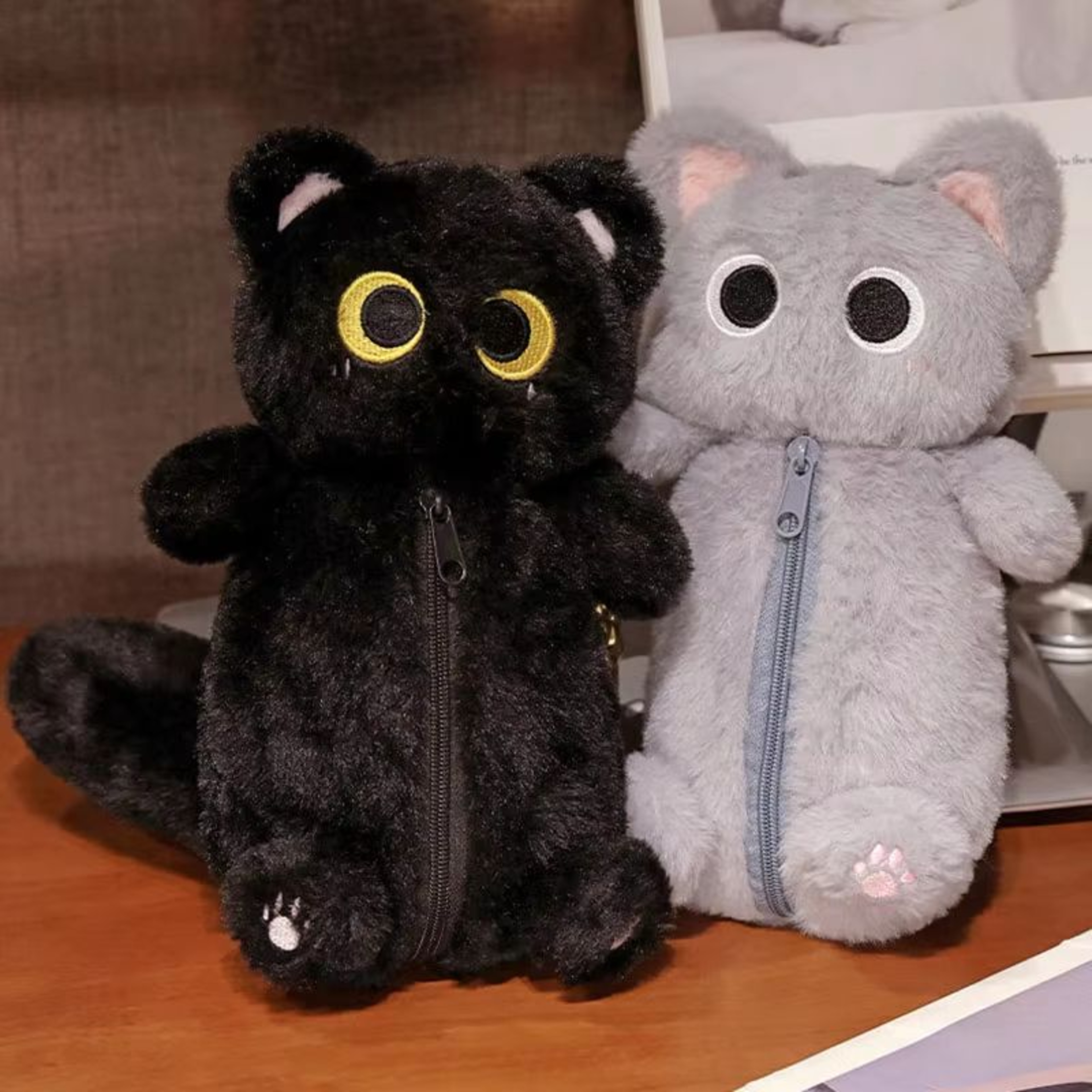 Siamese Cat Plush Pencil Case Large Capacity Stationery Bag 0