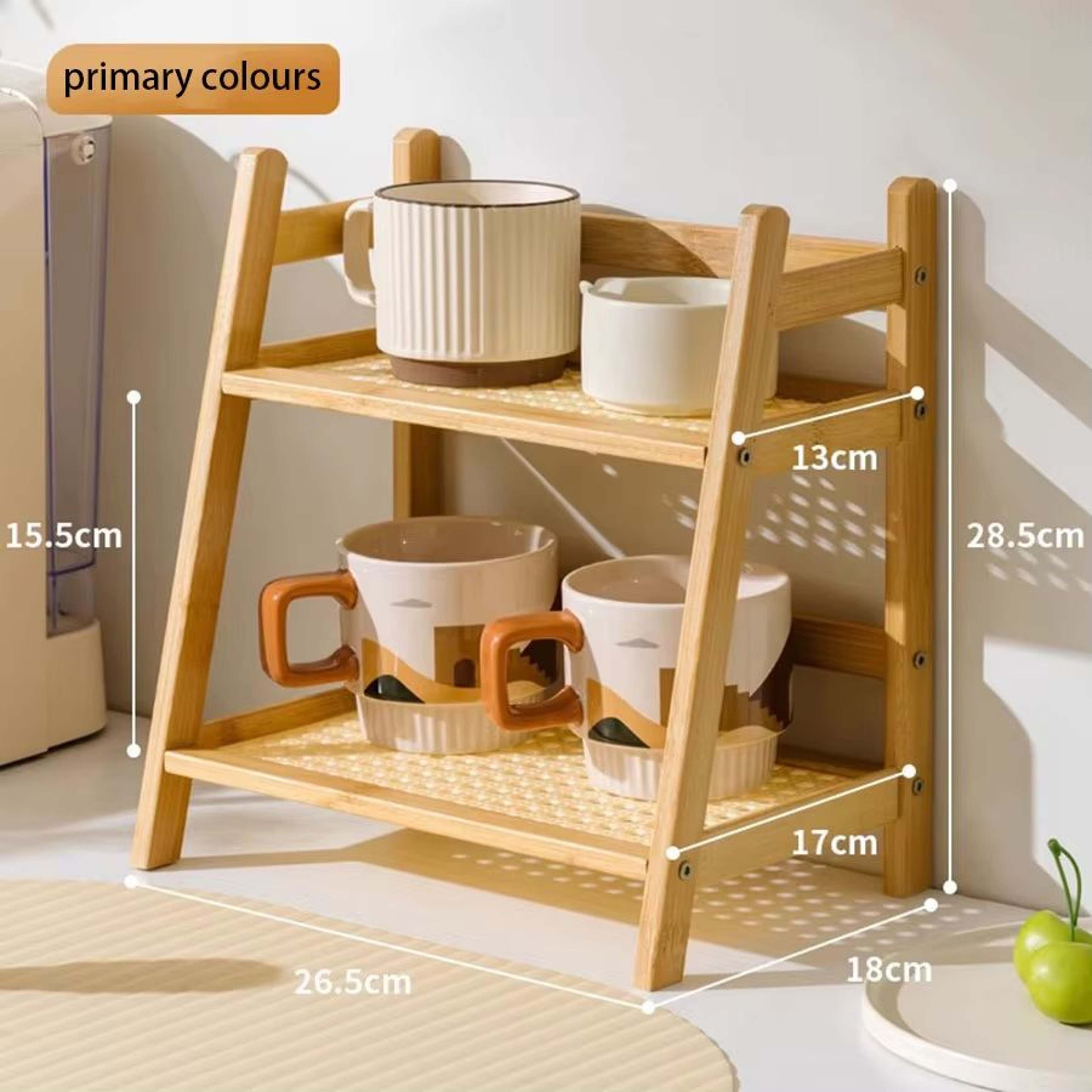 2Layer Bamboo Countertop Organizer Shelf Multipurpose Coffee Cup  Storage Holder 6