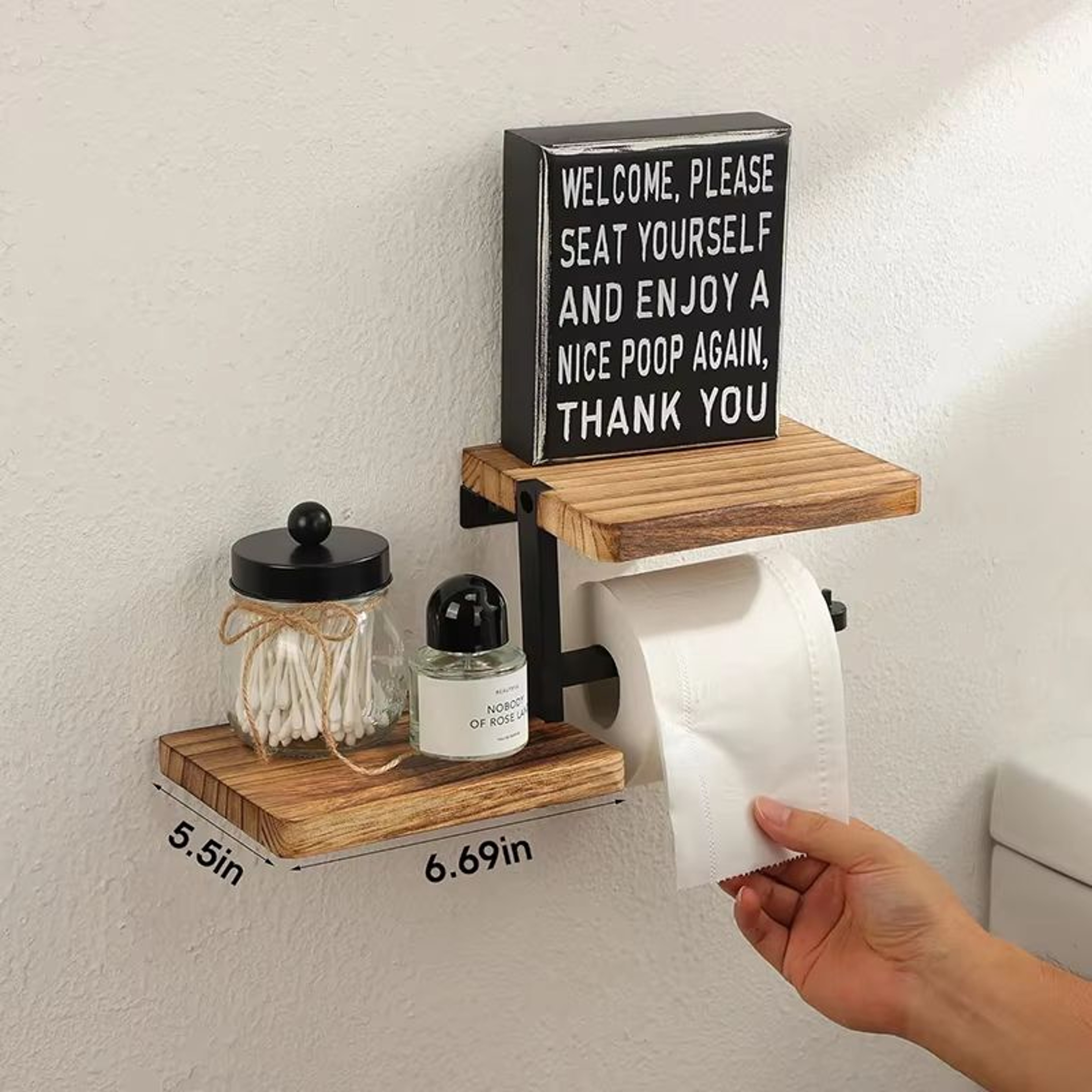Wooden Paper Towel Holder Vertical Countertop Organizer For Kitchen  Bathroom 3
