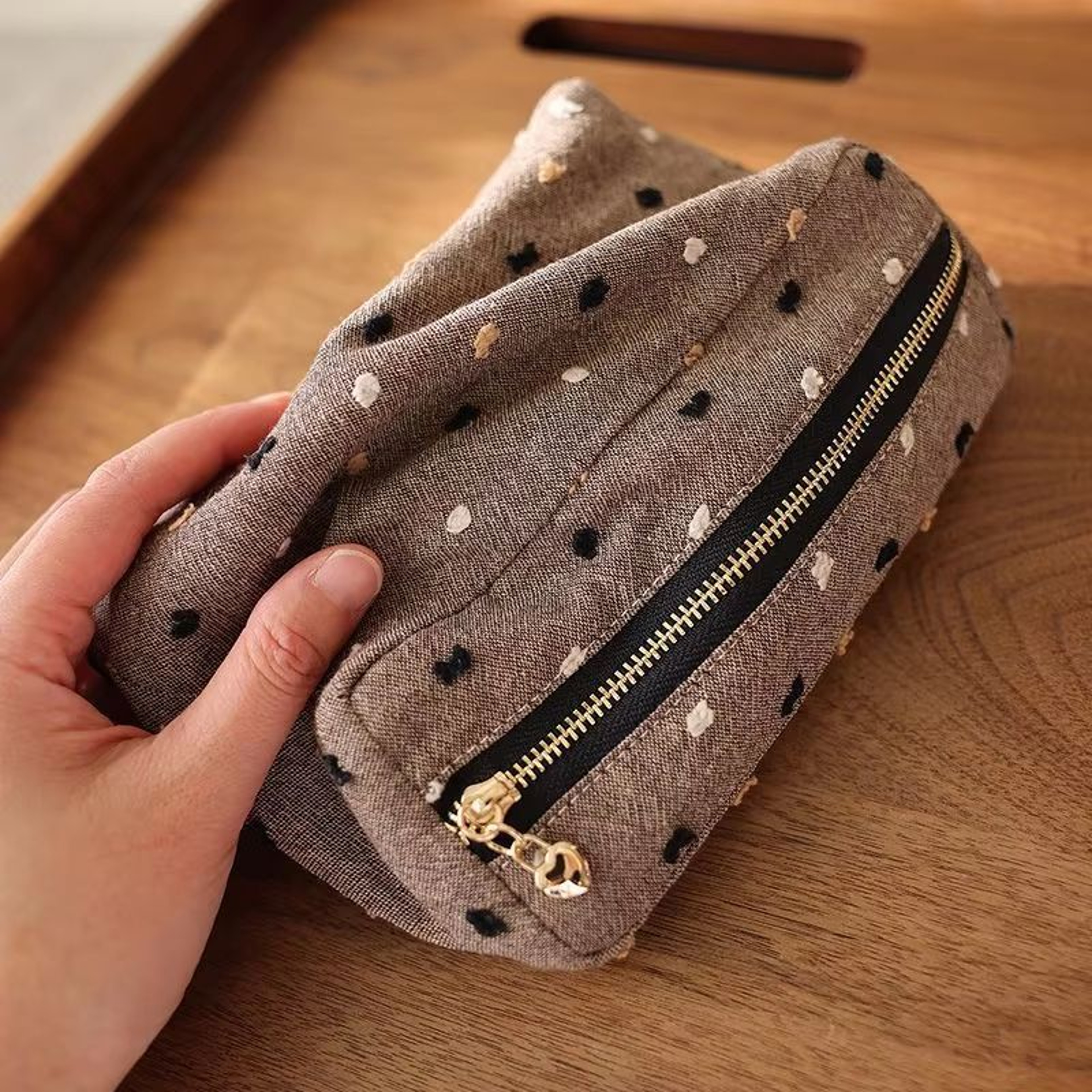Checkered Striped Cosmetic Bag Square Zipper Makeup Storage Pouch 2