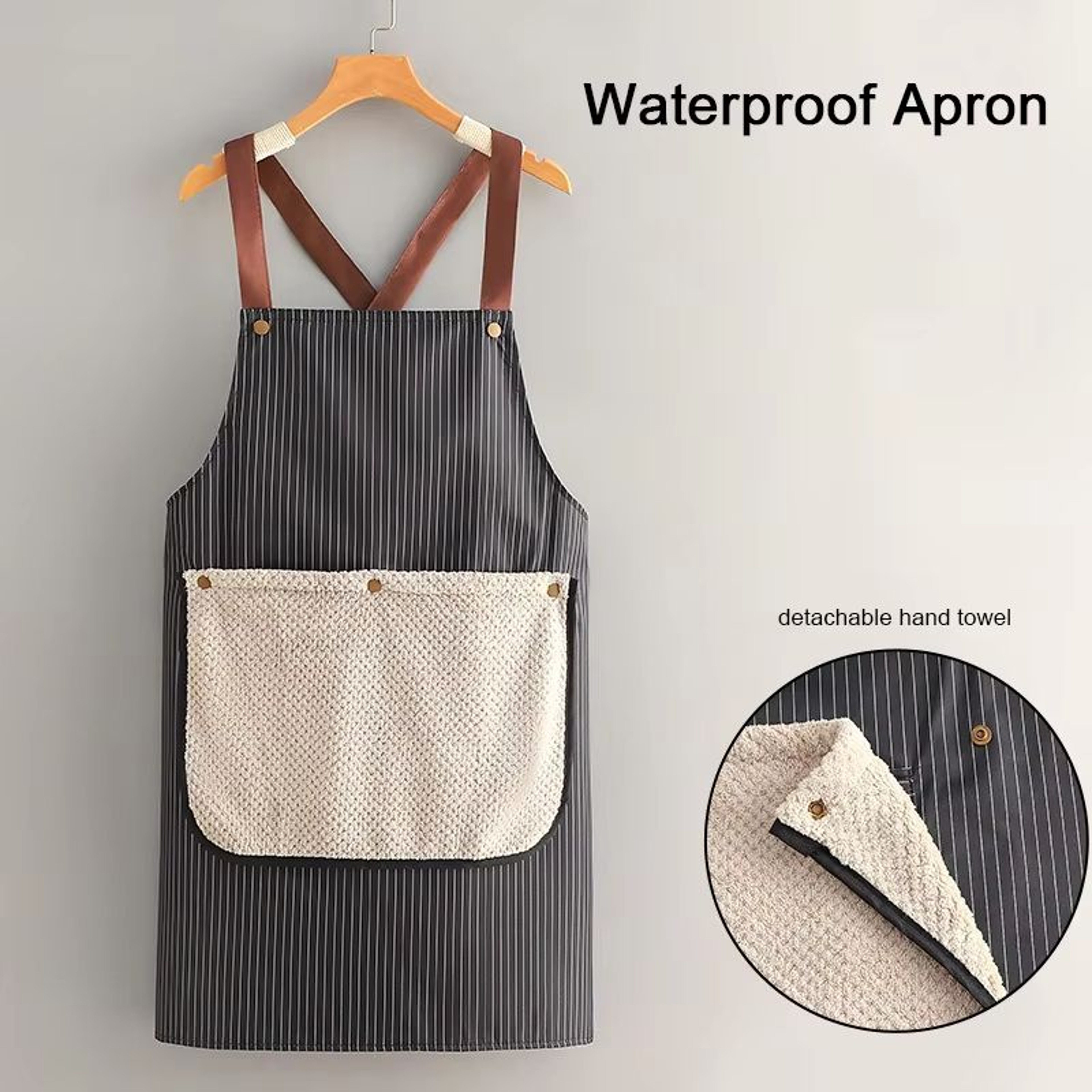Waterproof Kitchen Apron Sleeveless CrossBack With Removable Towe  AntiFouling Cooking  Baking Bib 0