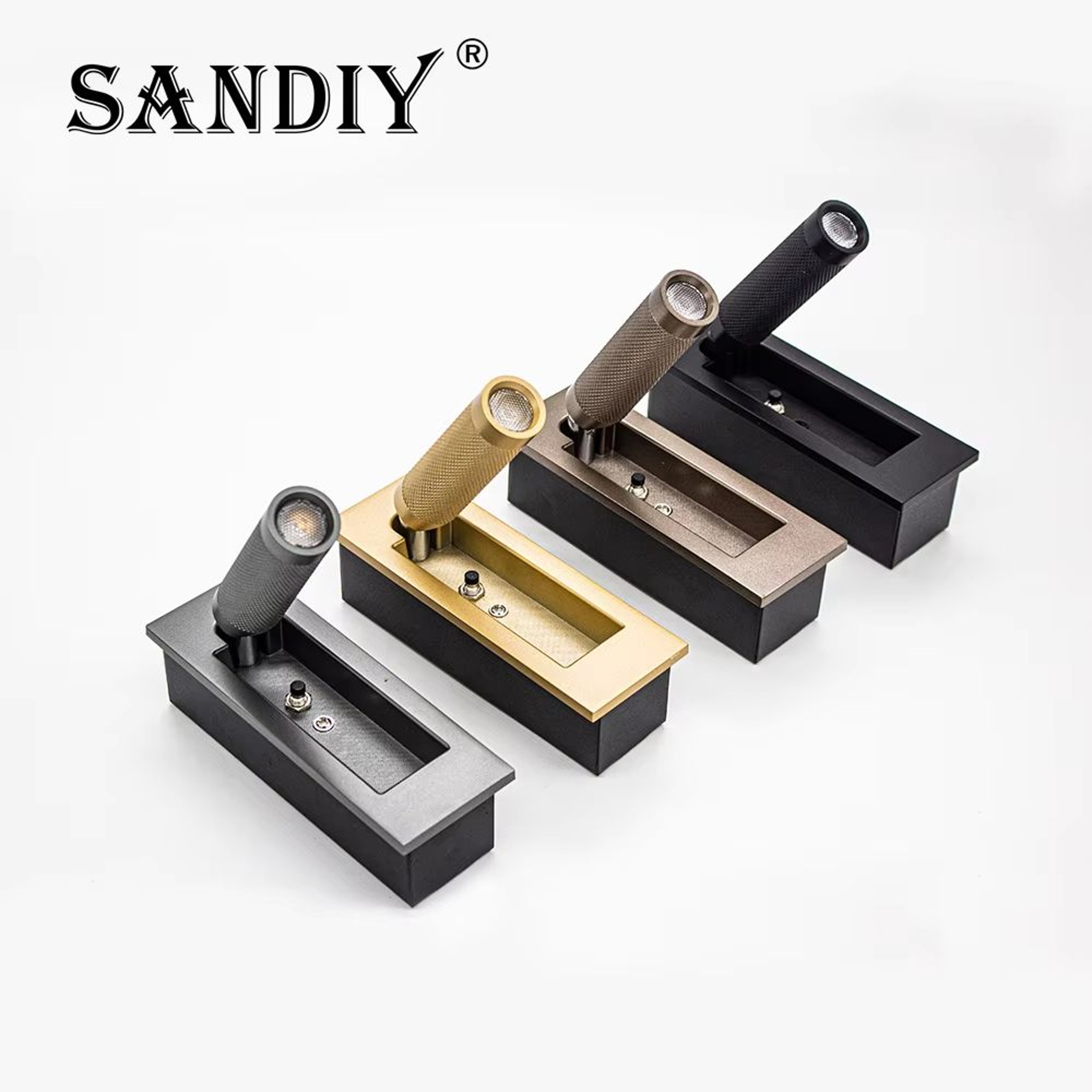 SANDIY Gold Bedside Wall Lamp With Switch  Rotatable Nordic Reading Light Sconce 0