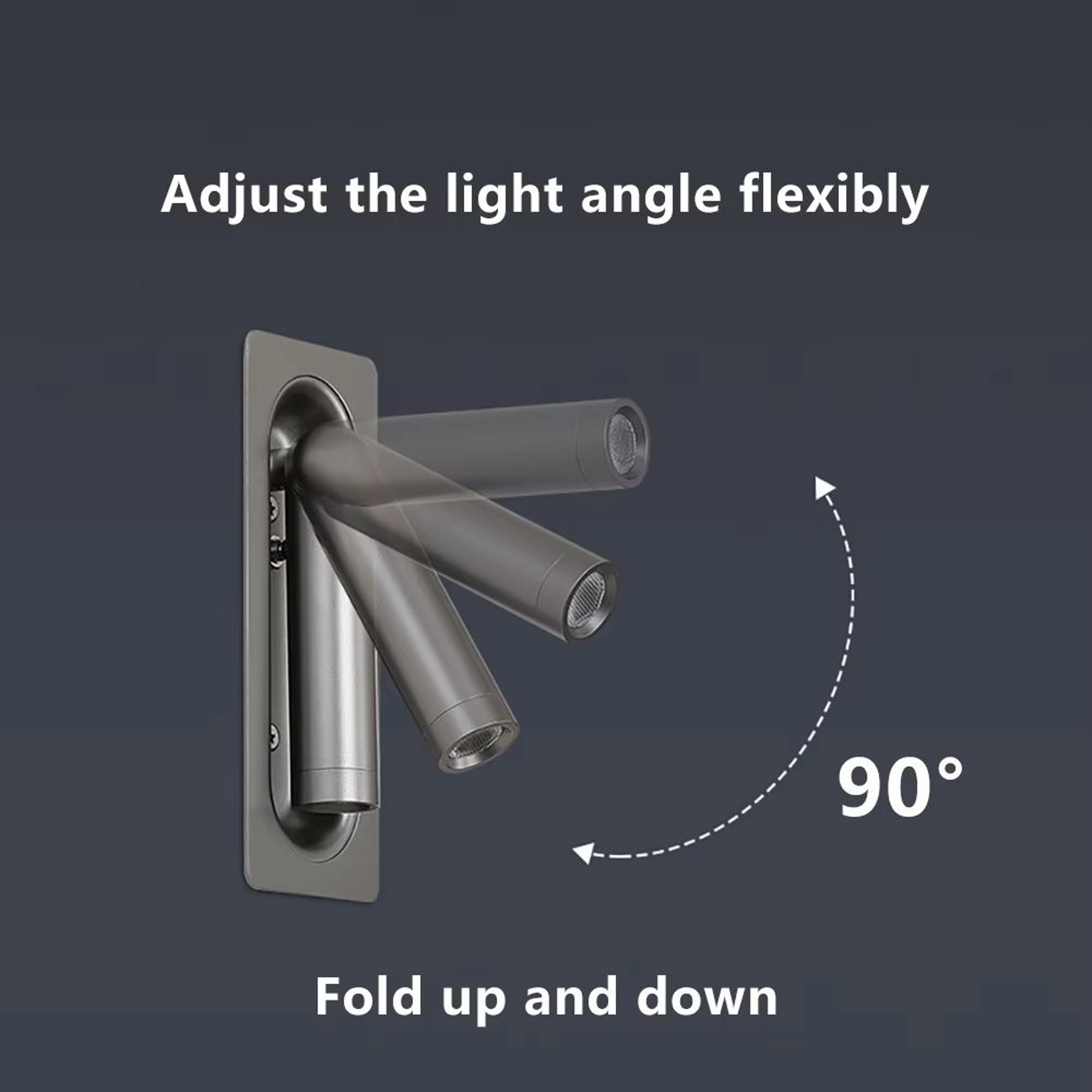 SANDIY Gold Bedside Wall Lamp With Switch  Rotatable Nordic Reading Light Sconce 3