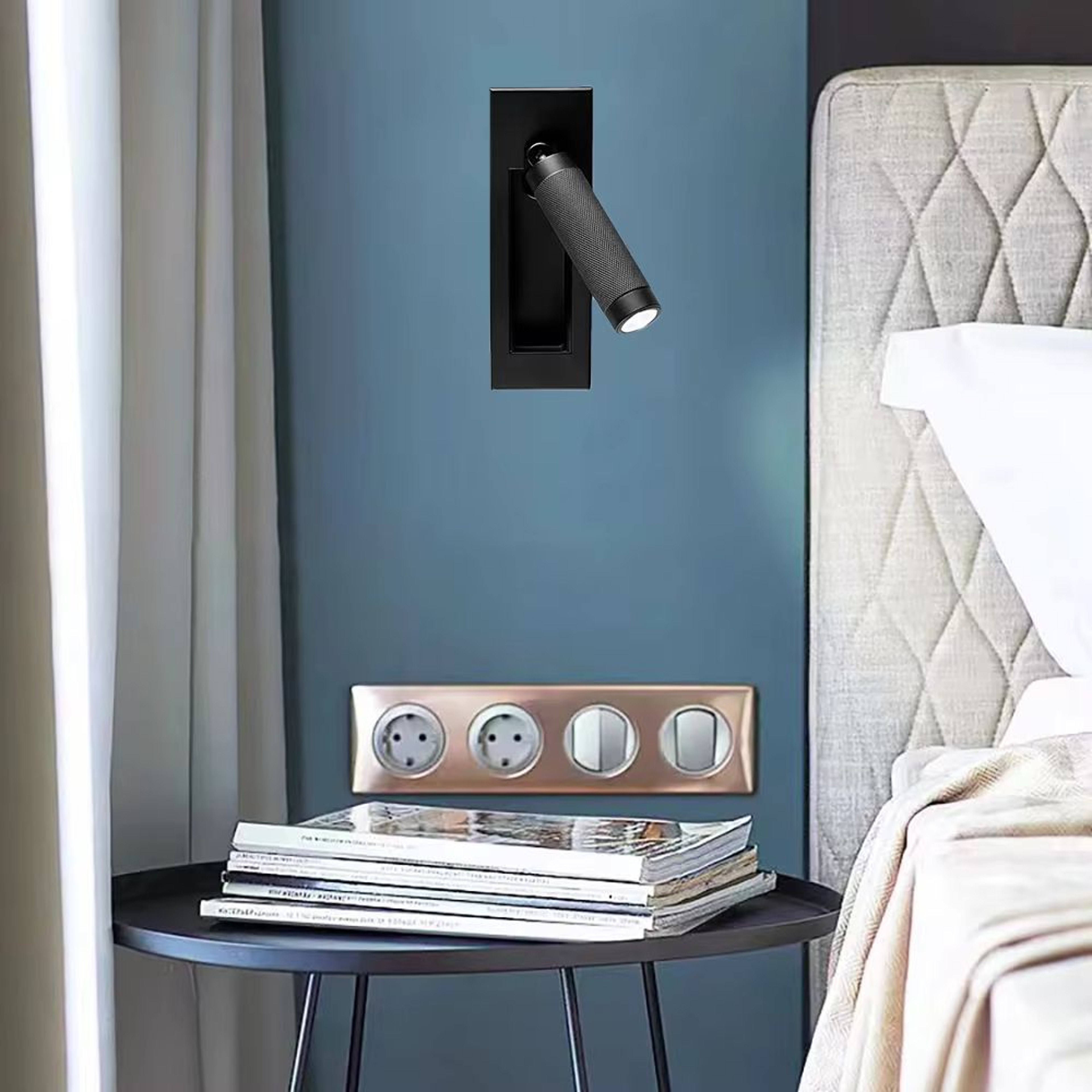 SANDIY Gold Bedside Wall Lamp With Switch  Rotatable Nordic Reading Light Sconce 5