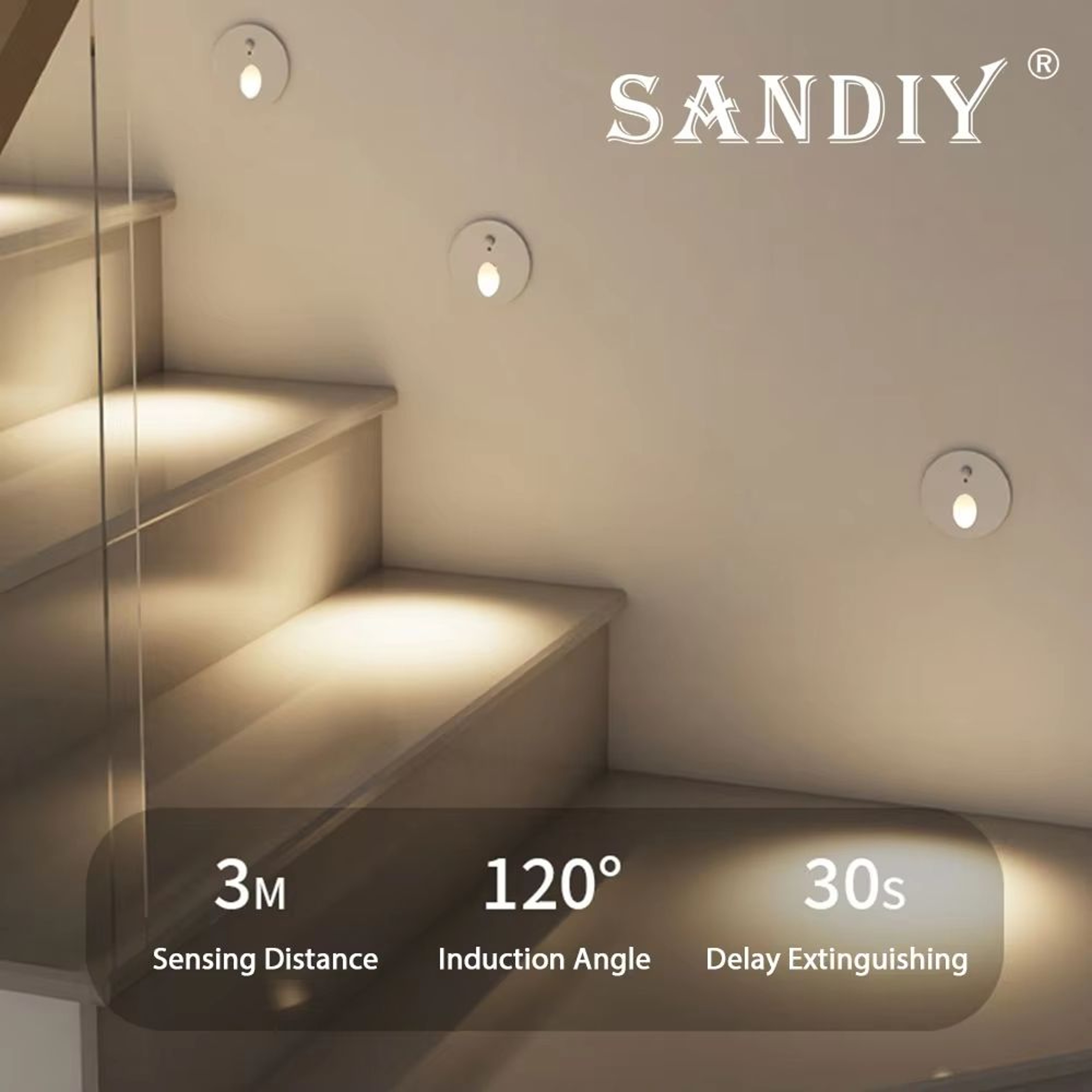 Smart Motion Sensor LED Step Light Recessed Wall Lamp 1W For Indoor  Outdoor 4