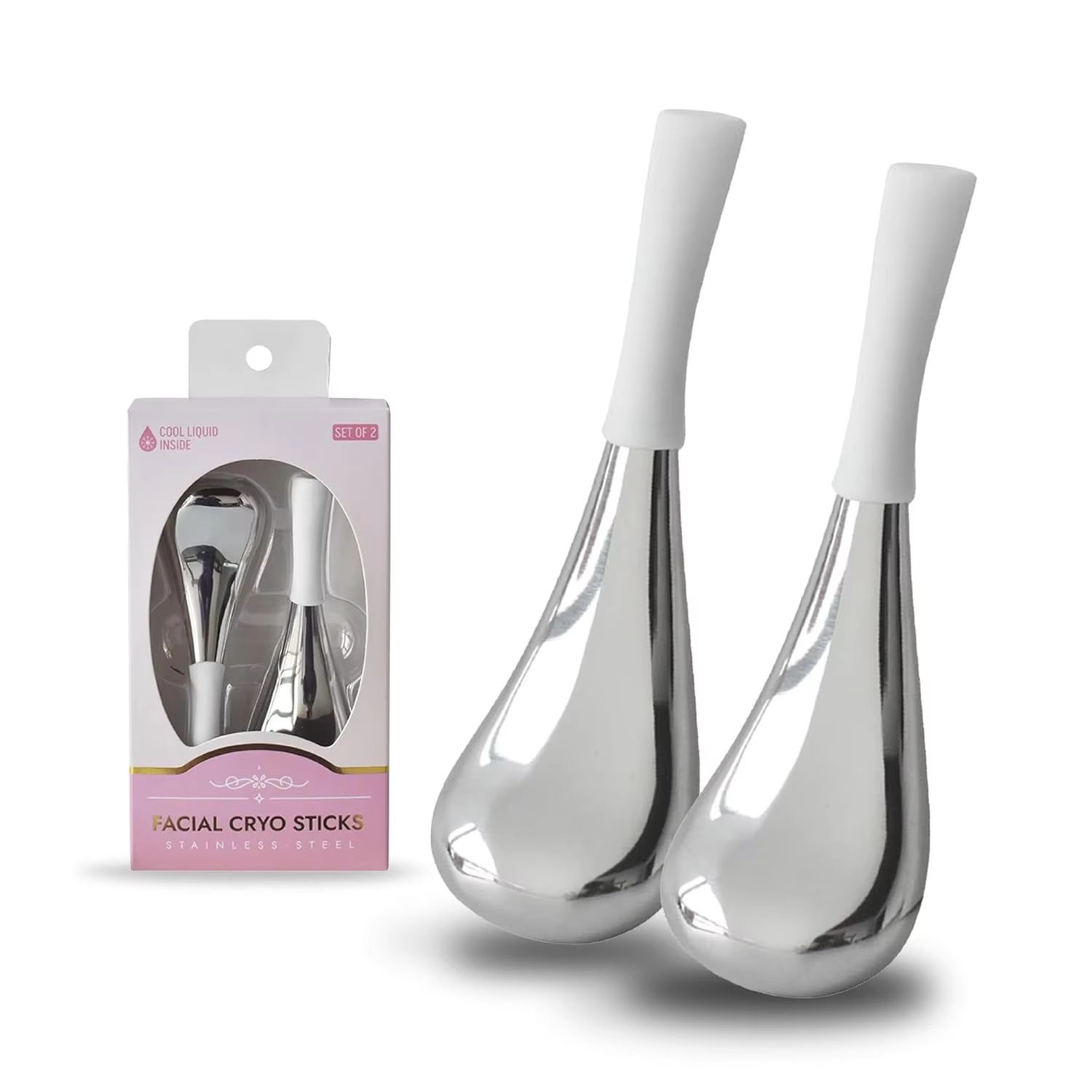 Stainless Steel Ice Globes For Face  Eyes  Cryo Cooling Beauty Rollers For Puffiness Wrinkles  Skin 0