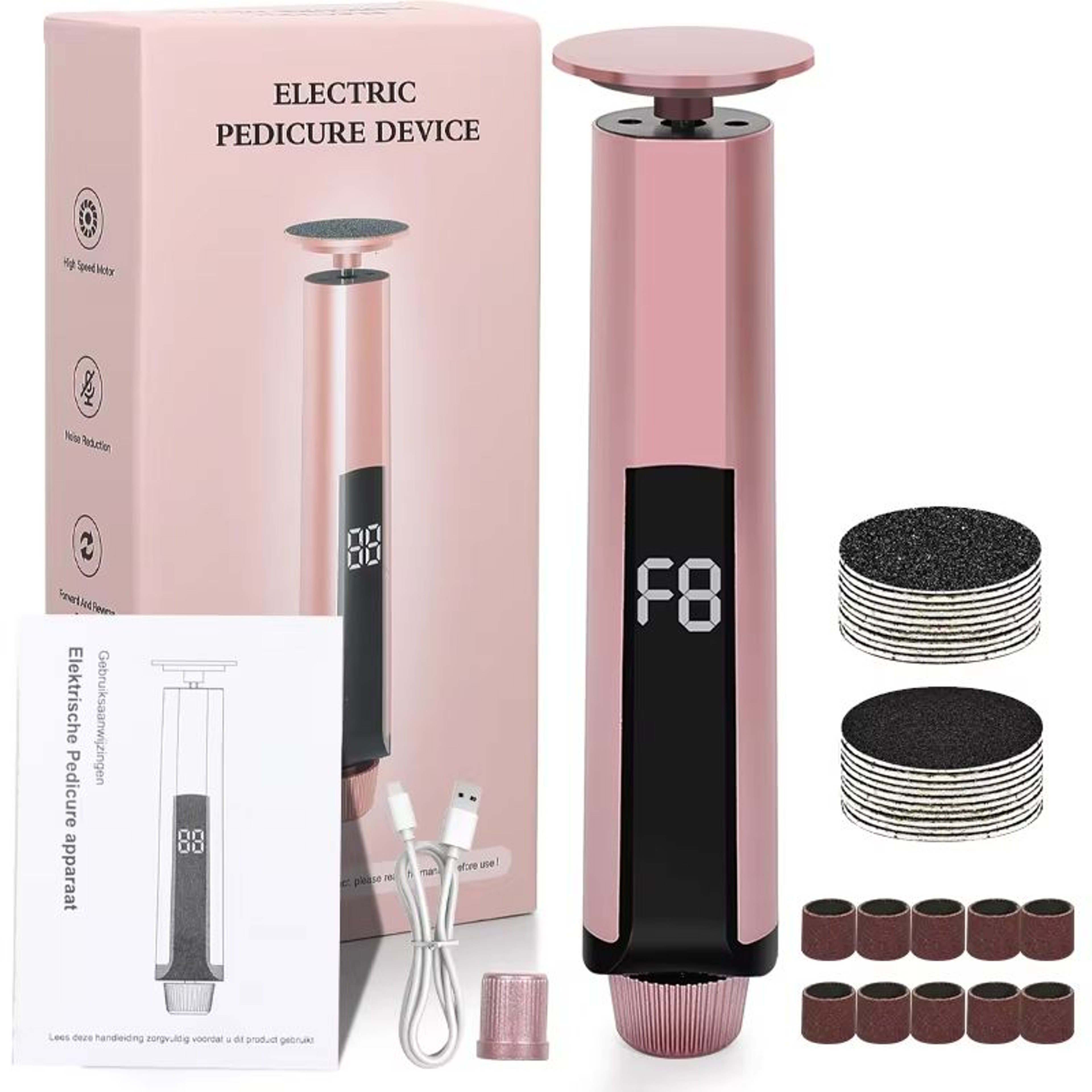 2in1 Electric Foot File  Callus Remover With Nail Grinder And Sandpaper Disks 6