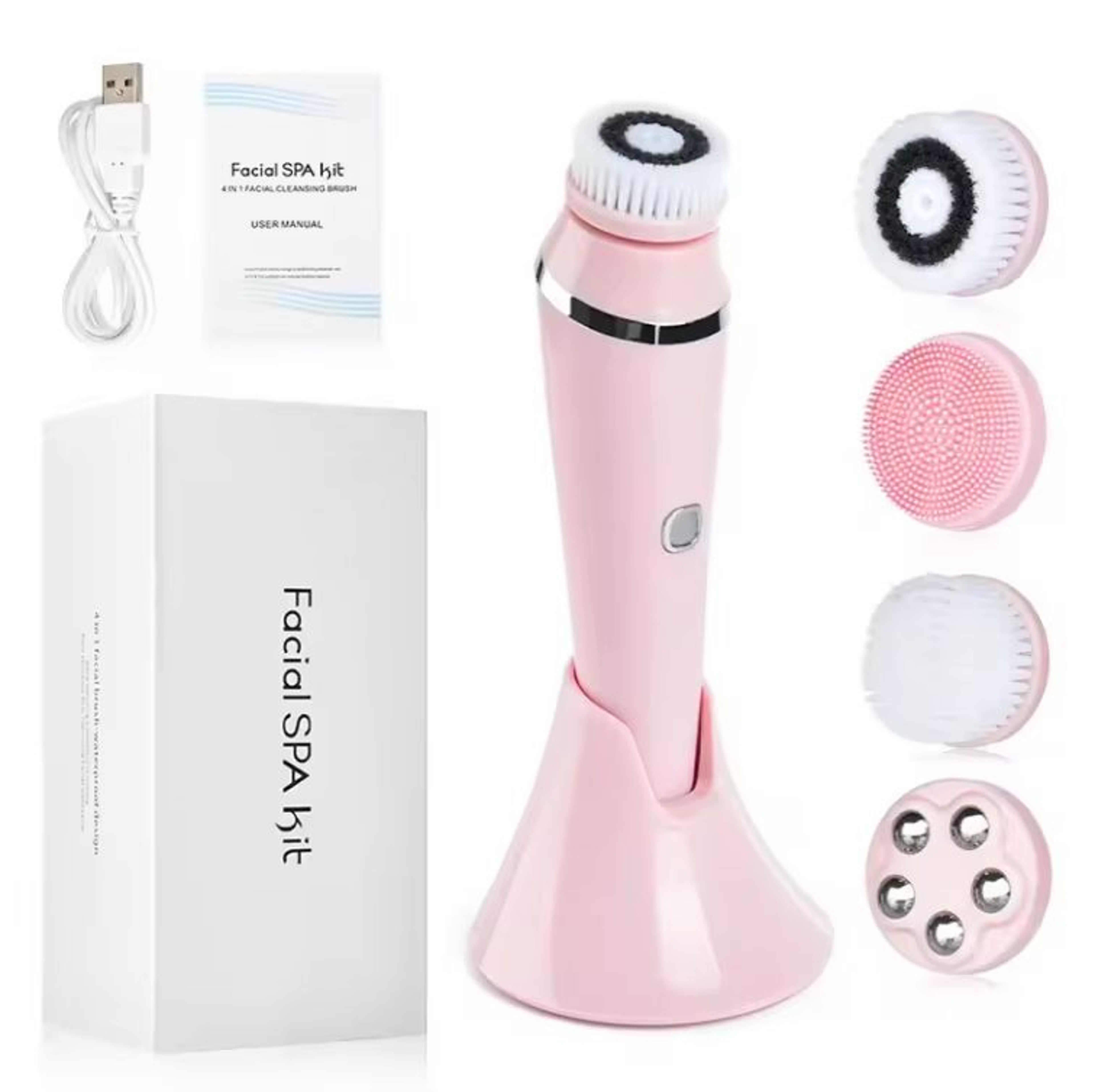 4in1 Electric Facial Cleansing Brush  Sonic Waterproof Rechargeable Face Cleaning  Pore Care Tool 6