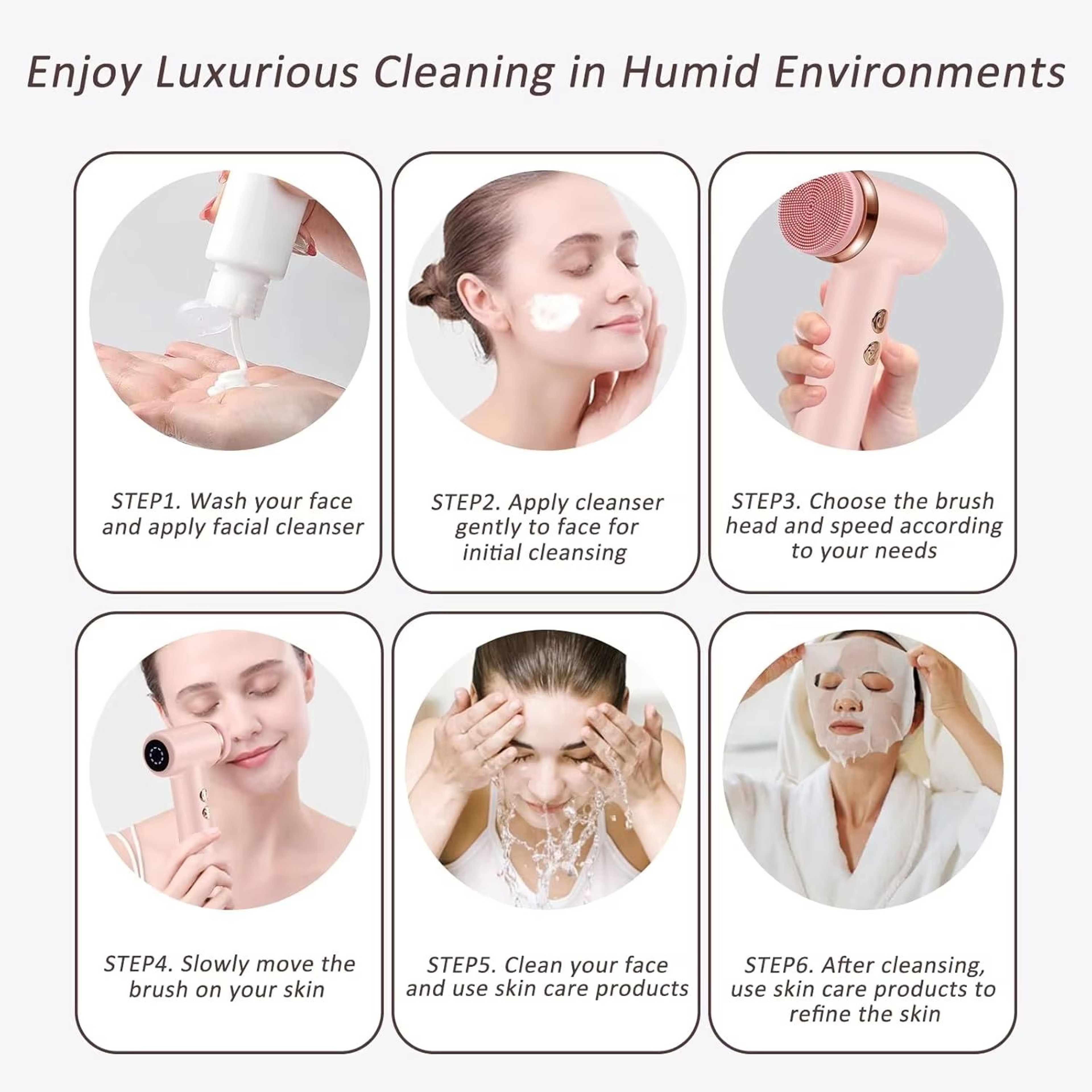 4in1 Electric Facial Cleansing Brush  Waterproof Portable Face Scrubber For Deep Cleansing Exfoliat 5