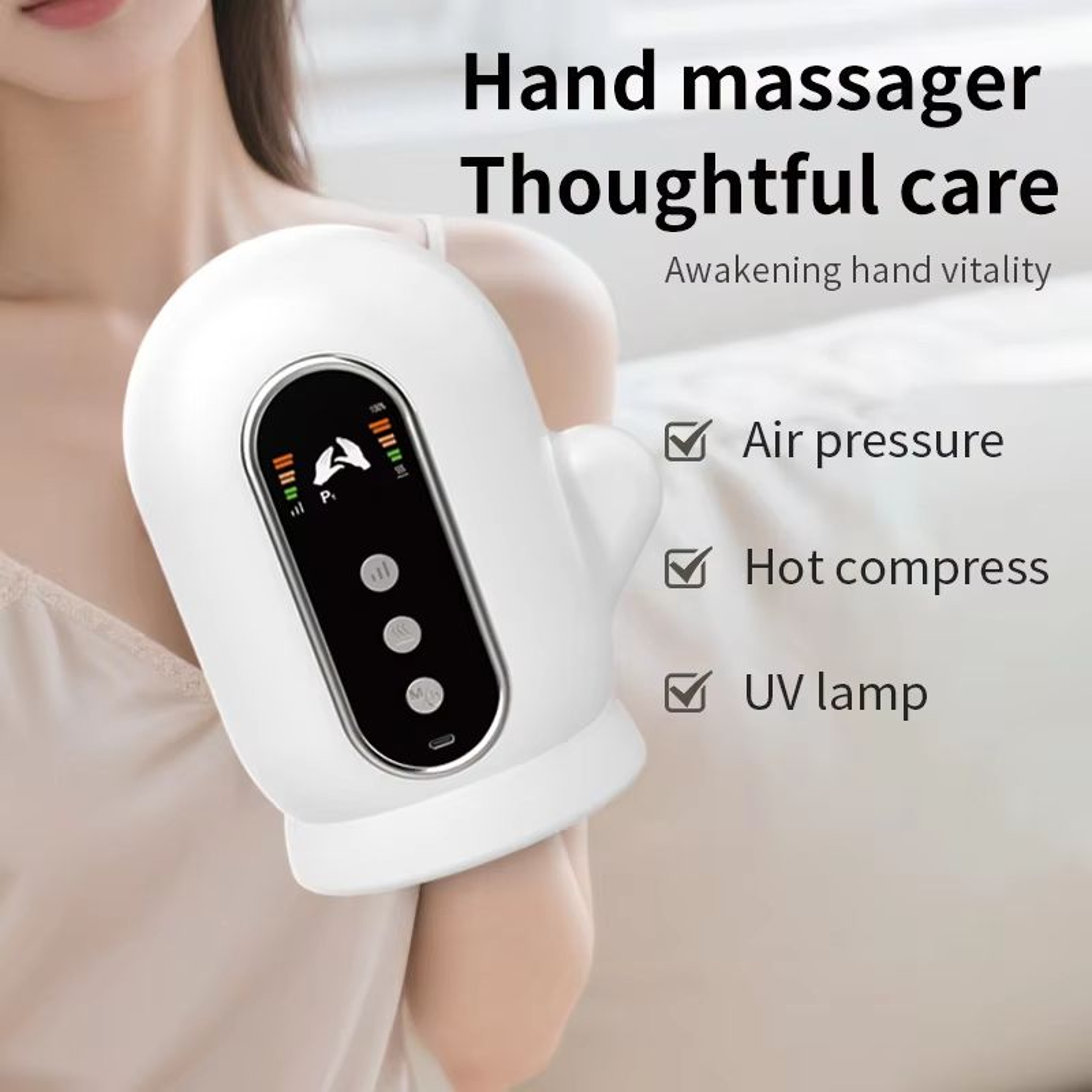Electric Hand Massager With Airbag Compression And Automatic UV Cleaning For Wrist Palm And Finger  0