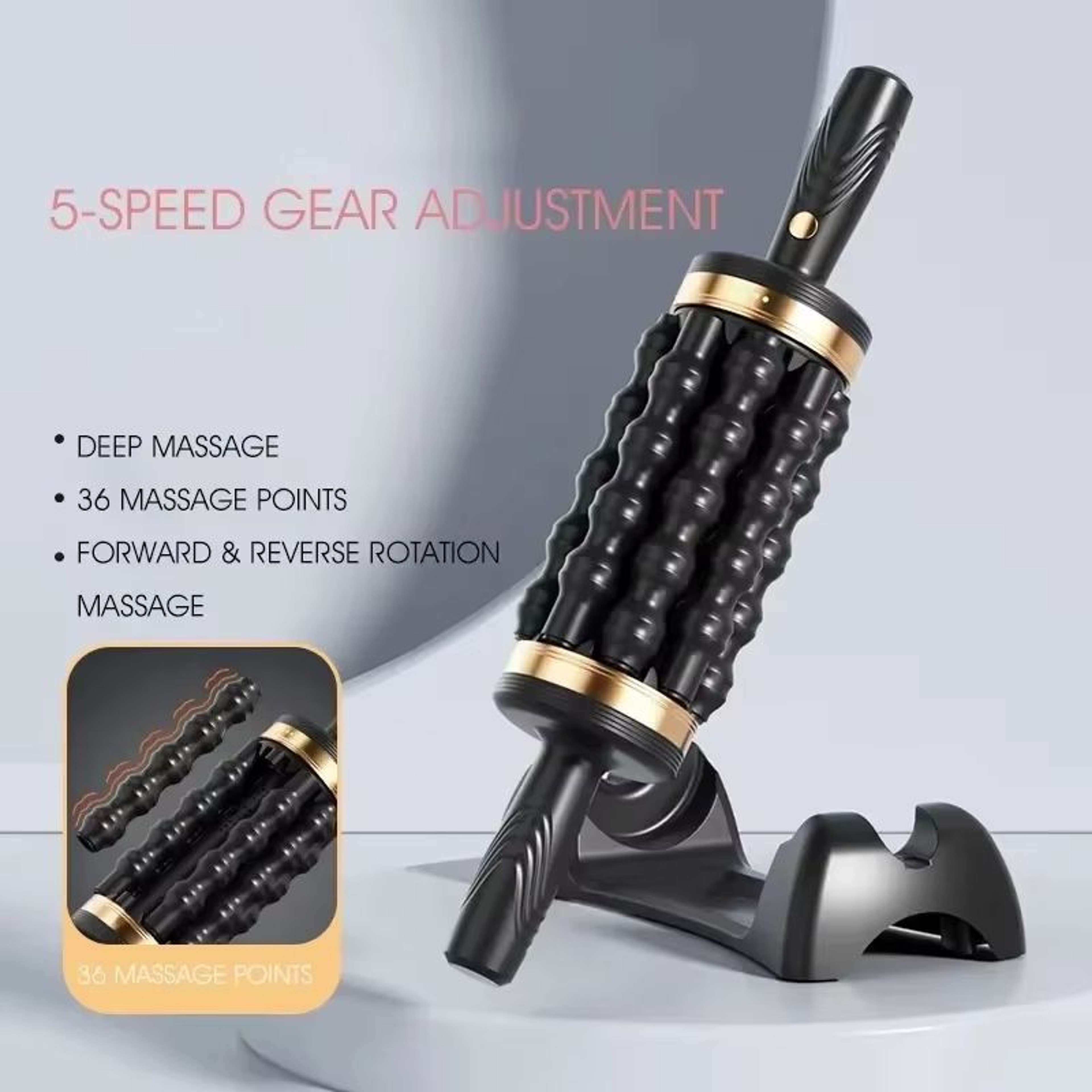 Portable 6D Rolling Percussive Muscle Massager Handheld Deep Tissue Body Relief Tool 6