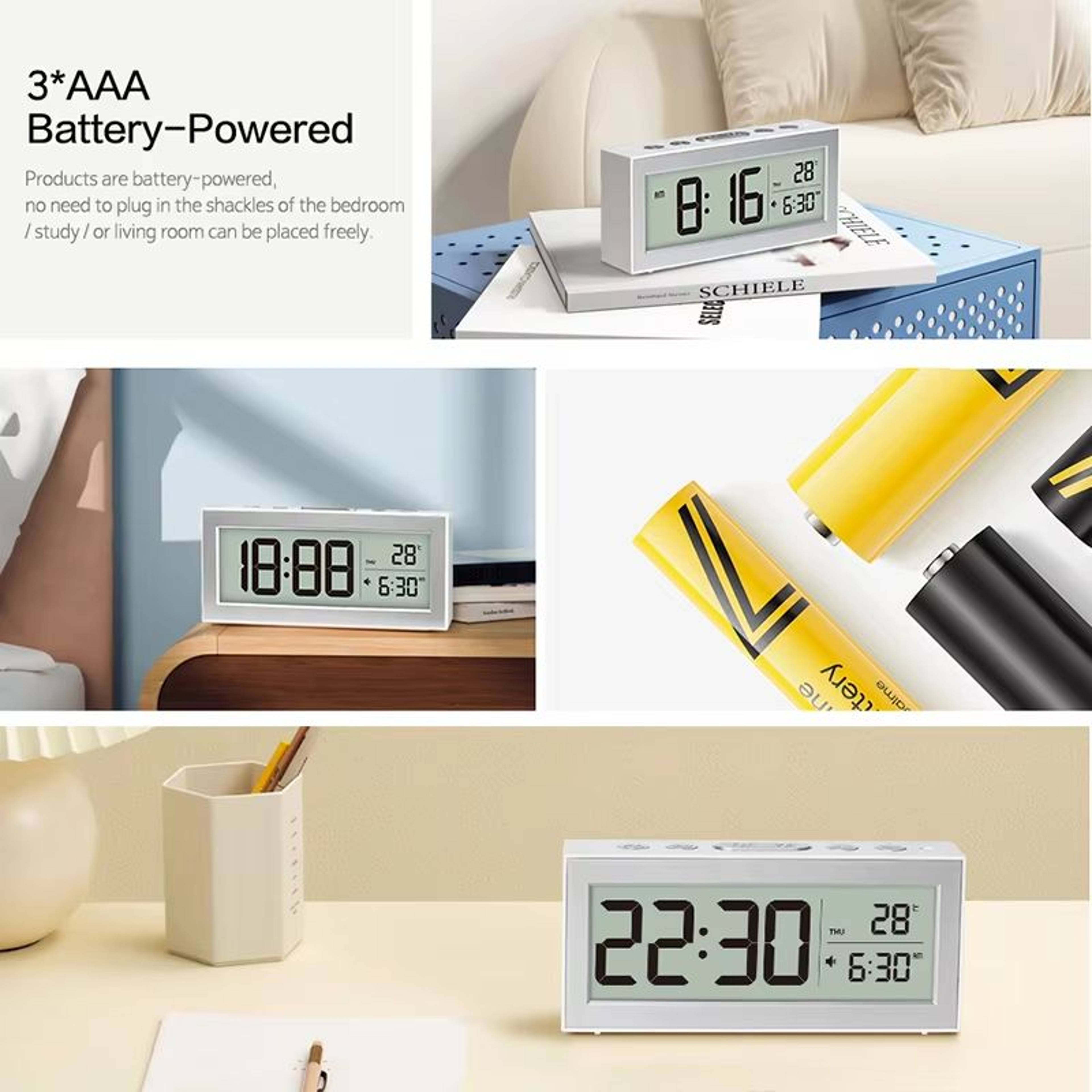 Retro LCD Digital Desk Clock With Alarm Backlight Calendar  Temperature Display 2