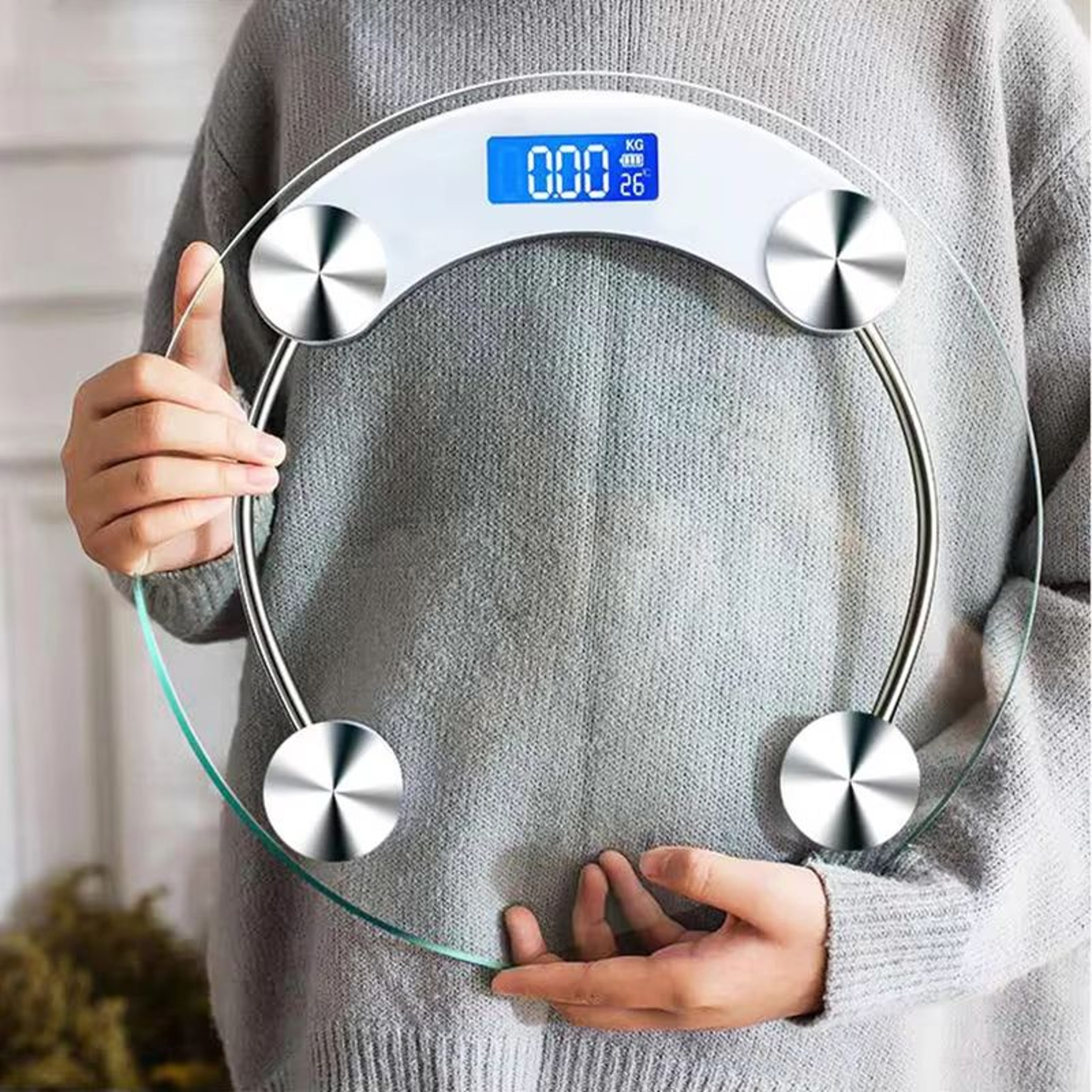 High Definition LCD Digital Body Weight Scale With Precision Floor Sensors 044397 Lbs 0