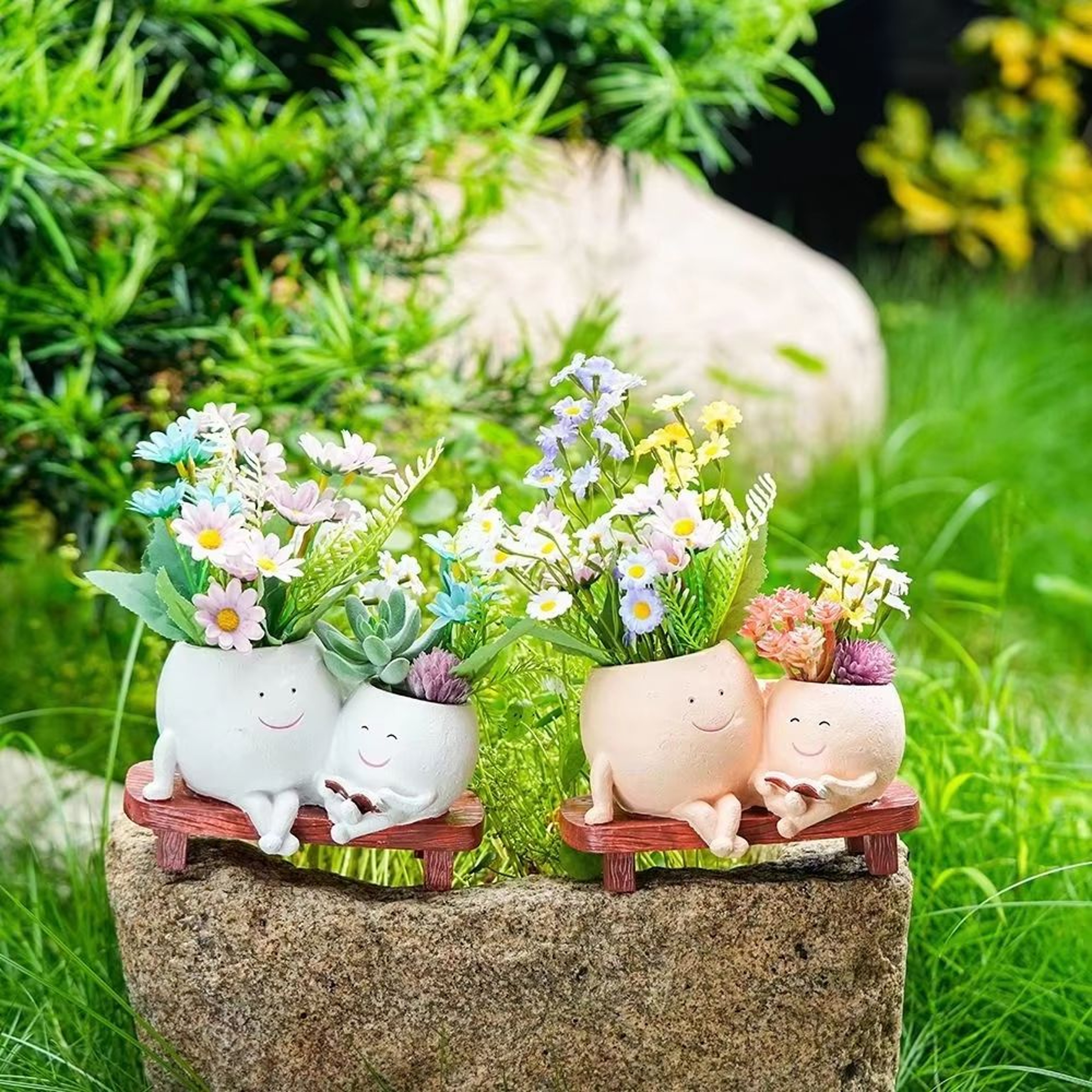 Smiley Rocking Chair Succulent Planter Pot For Indoor Outdoor Garden Decor 4