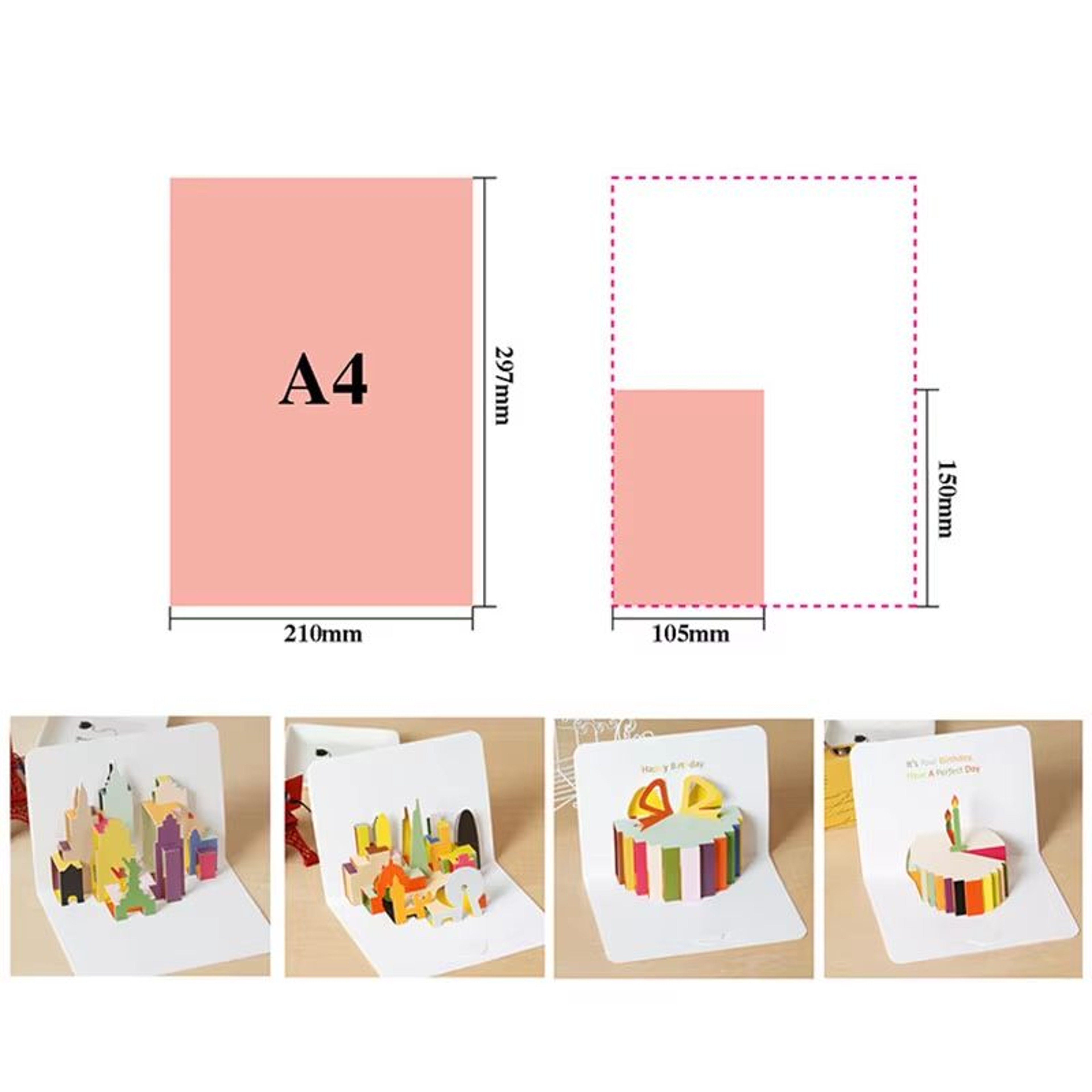 3D PopUp Birthday  Celebration Greeting Cards With Envelopes 5