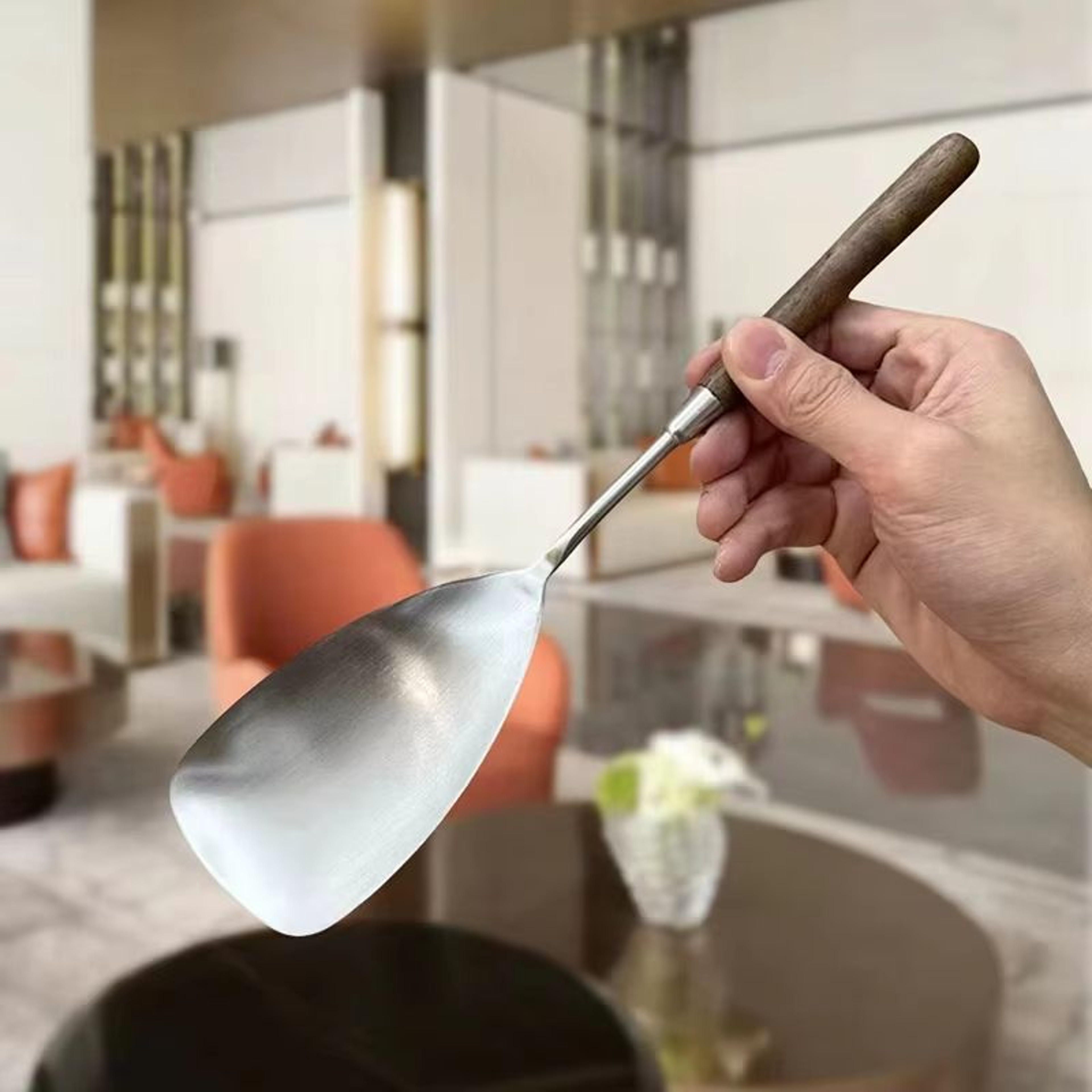 Stainless Steel Soup Ladle With Wooden Long Handle Hot Pot And Porridge Serving Scoop 2