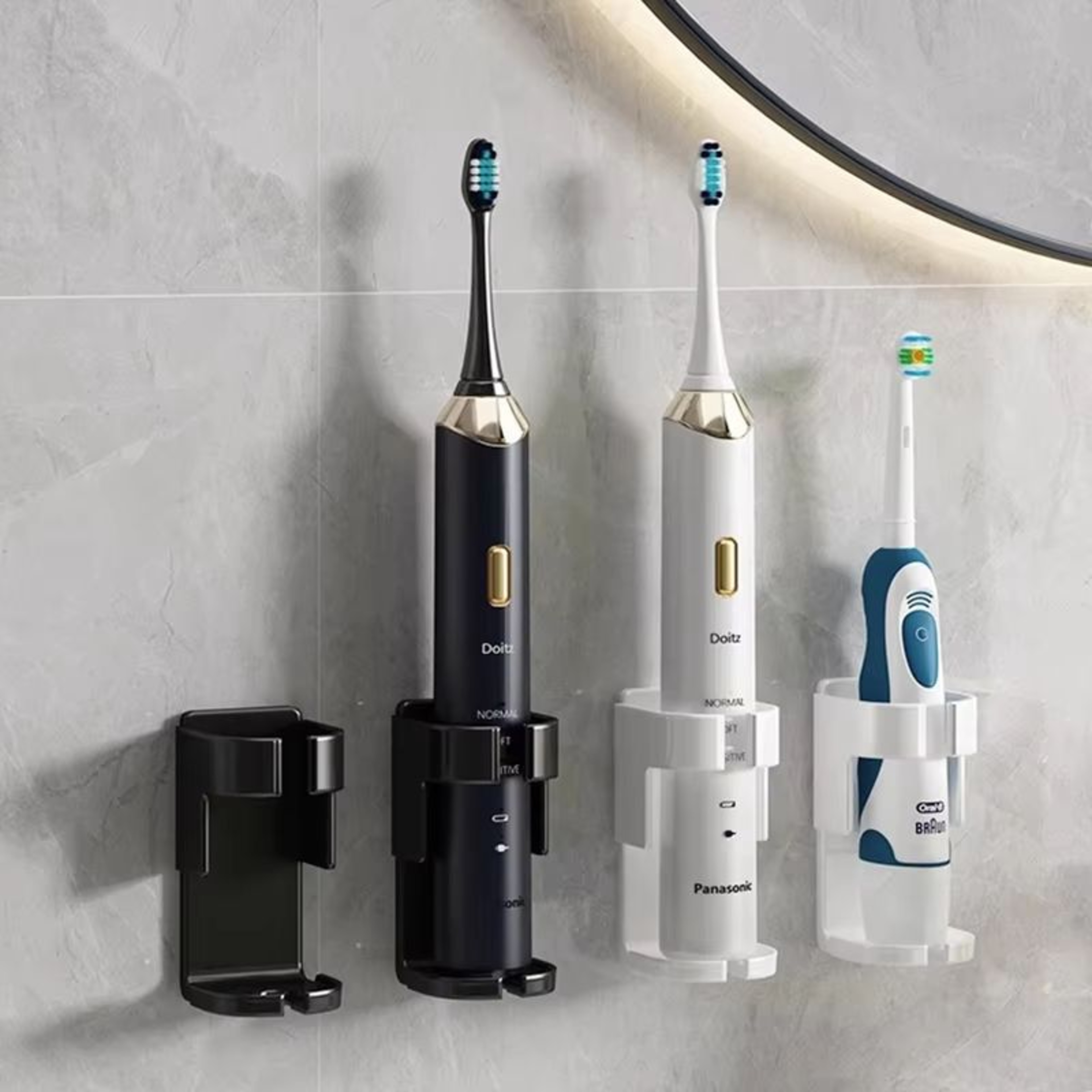 Wall Mounted Toothbrush Holder NoDrill Electric Toothbrush Organizer Space Saving Bathroom Storage  1