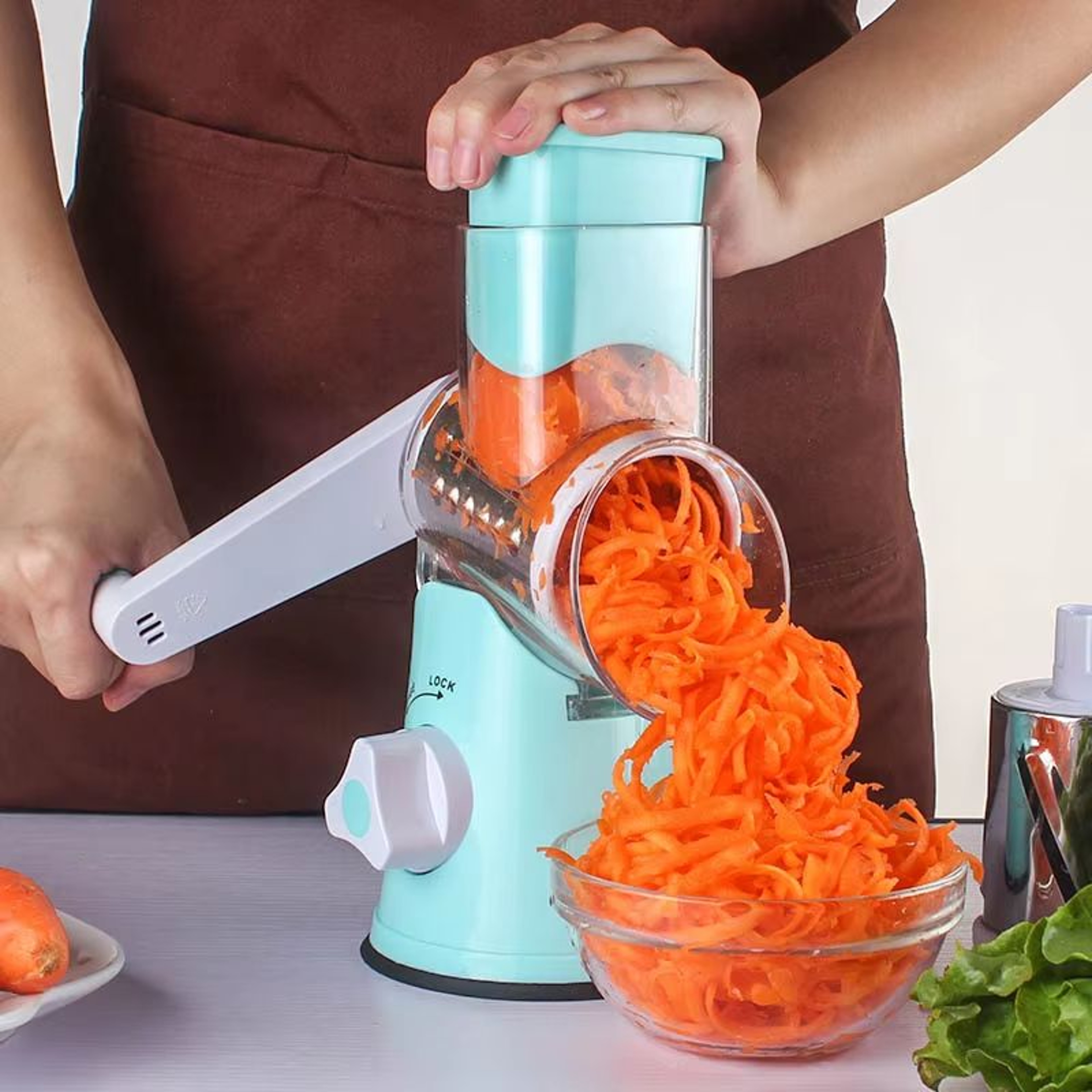 Manual Drum Vegetable Cutter With 304 Stainless Steel Blades For Fruits Vegetables Cheese Potato An 1
