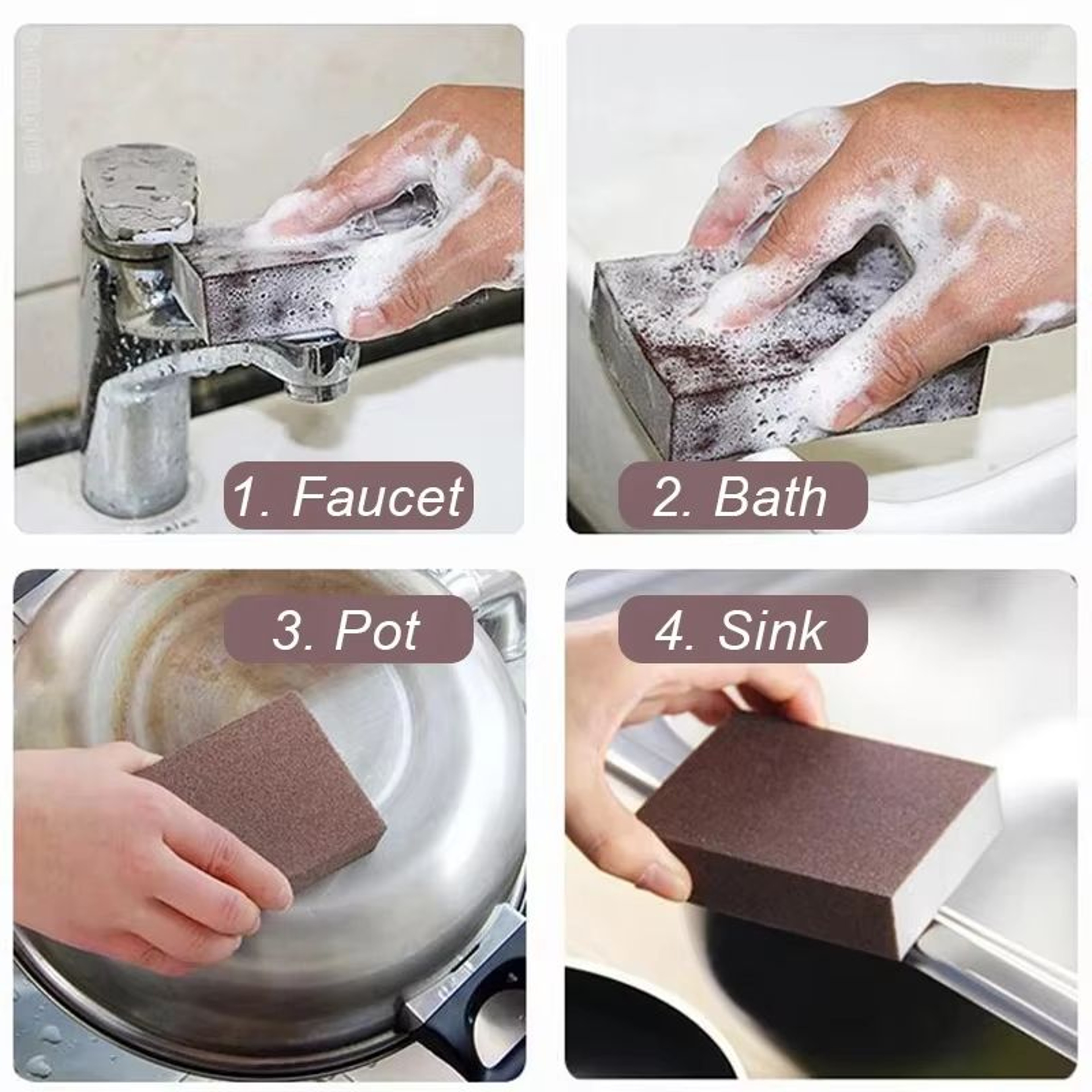 48PCS Rust Remove Carborundum Cleaning Sponges MultiPurpose Kitchen And Cooktop Scrub Brushes 3