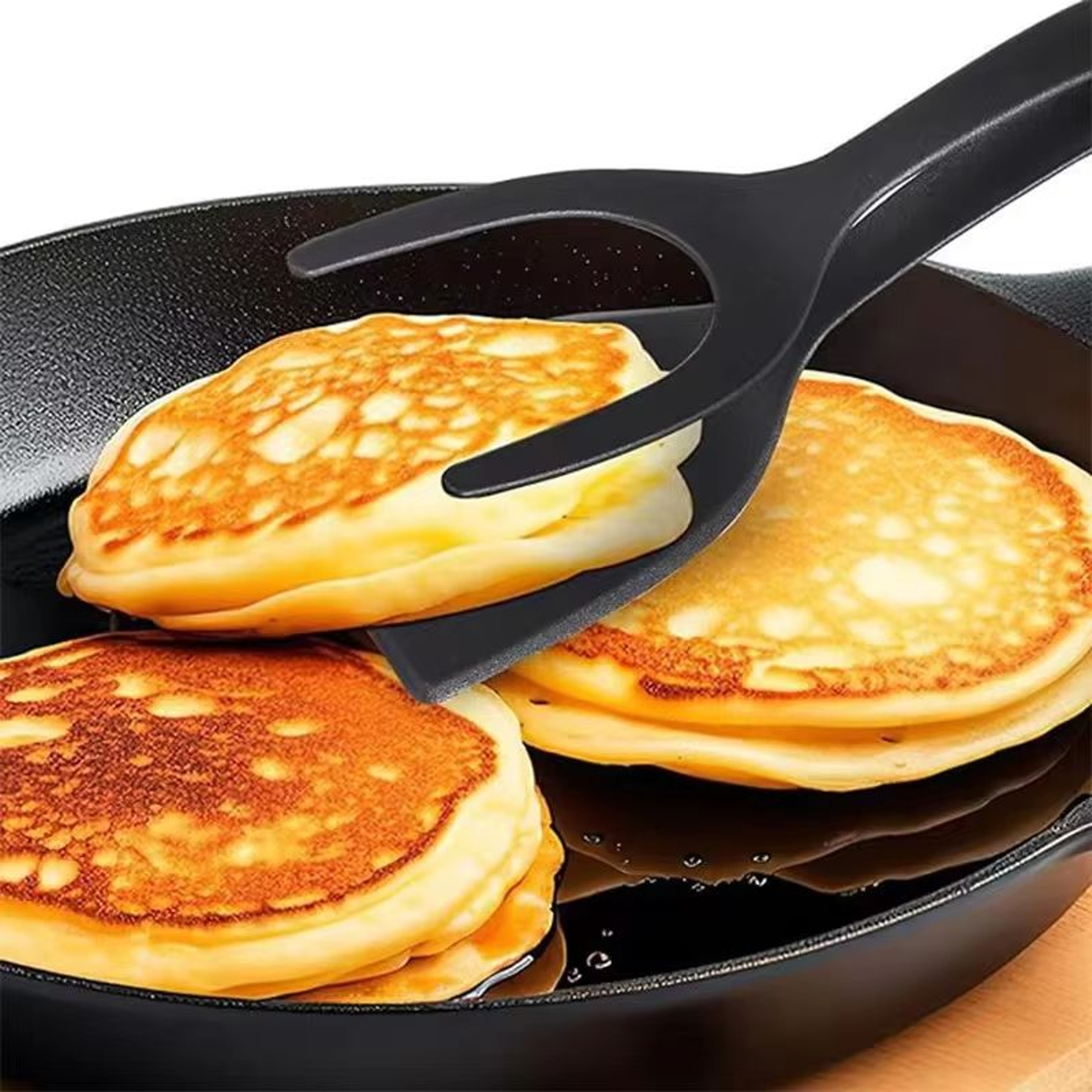 2 In 1 Nylon Frying Spatula Tongs Fried Egg Flipper For Steak Pancakes And Toast 3