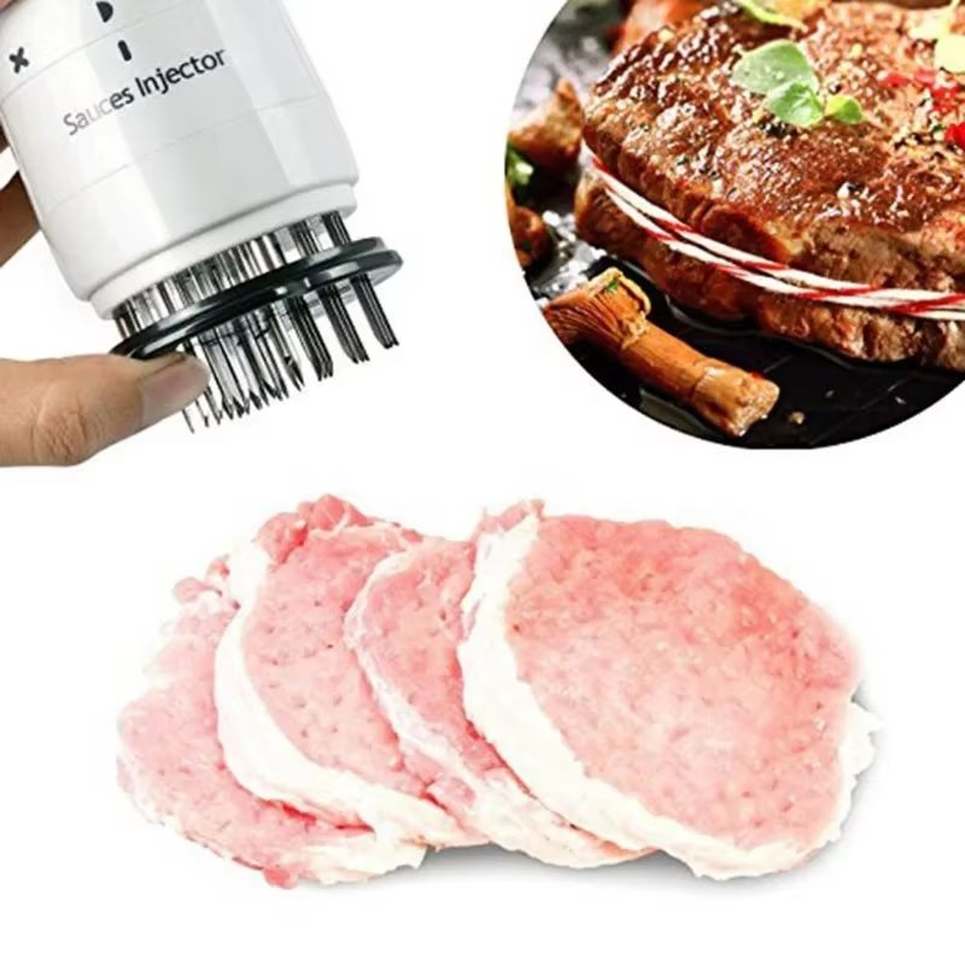 Multifunctional Meat Tenderizer Needle With Marinade Injector Syringe  Stainless Steel Kitchen Tool 1