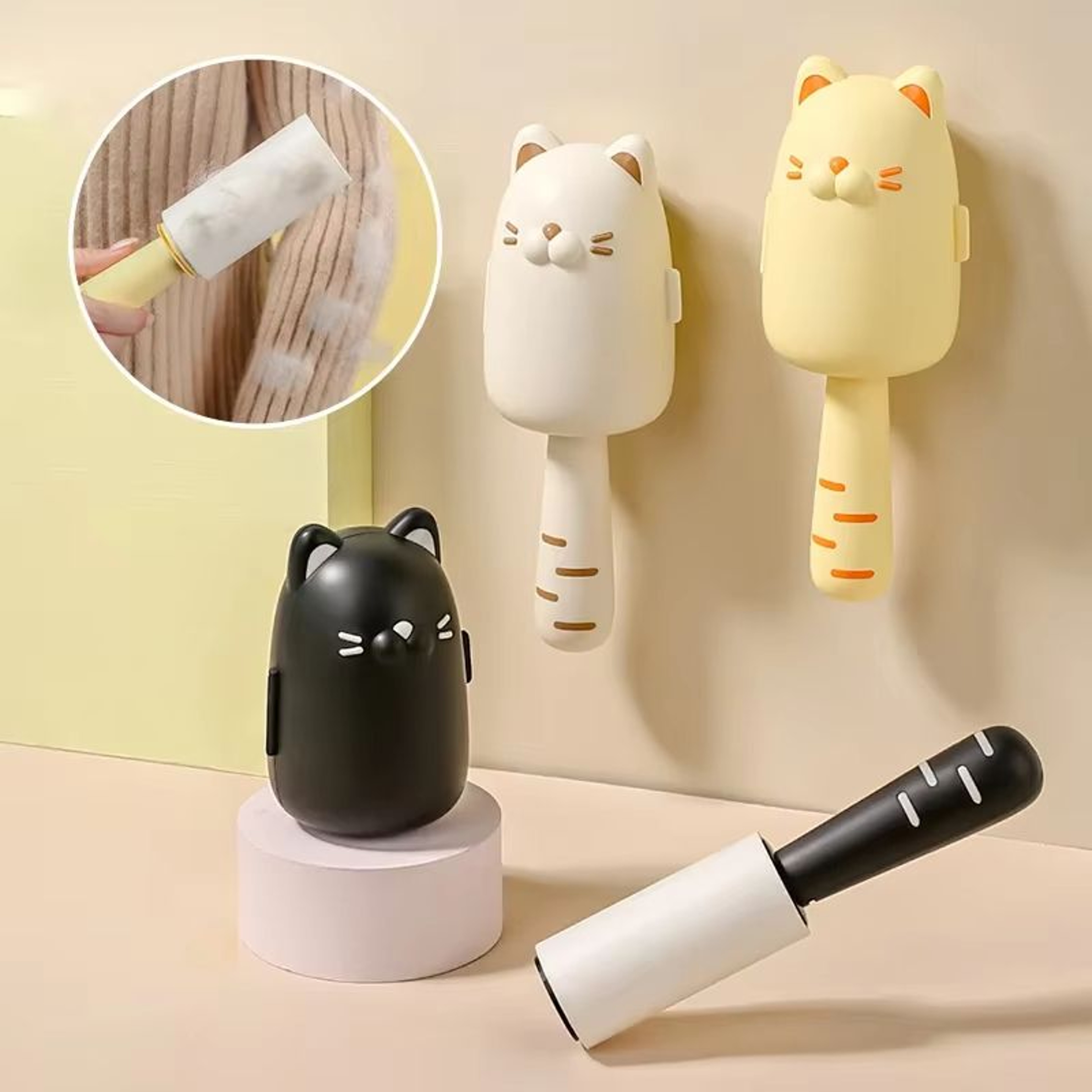 Cute CatShape Hair Remover Roller Tearable Adhesive Paper Sticky Brush For Clothes And Home 0