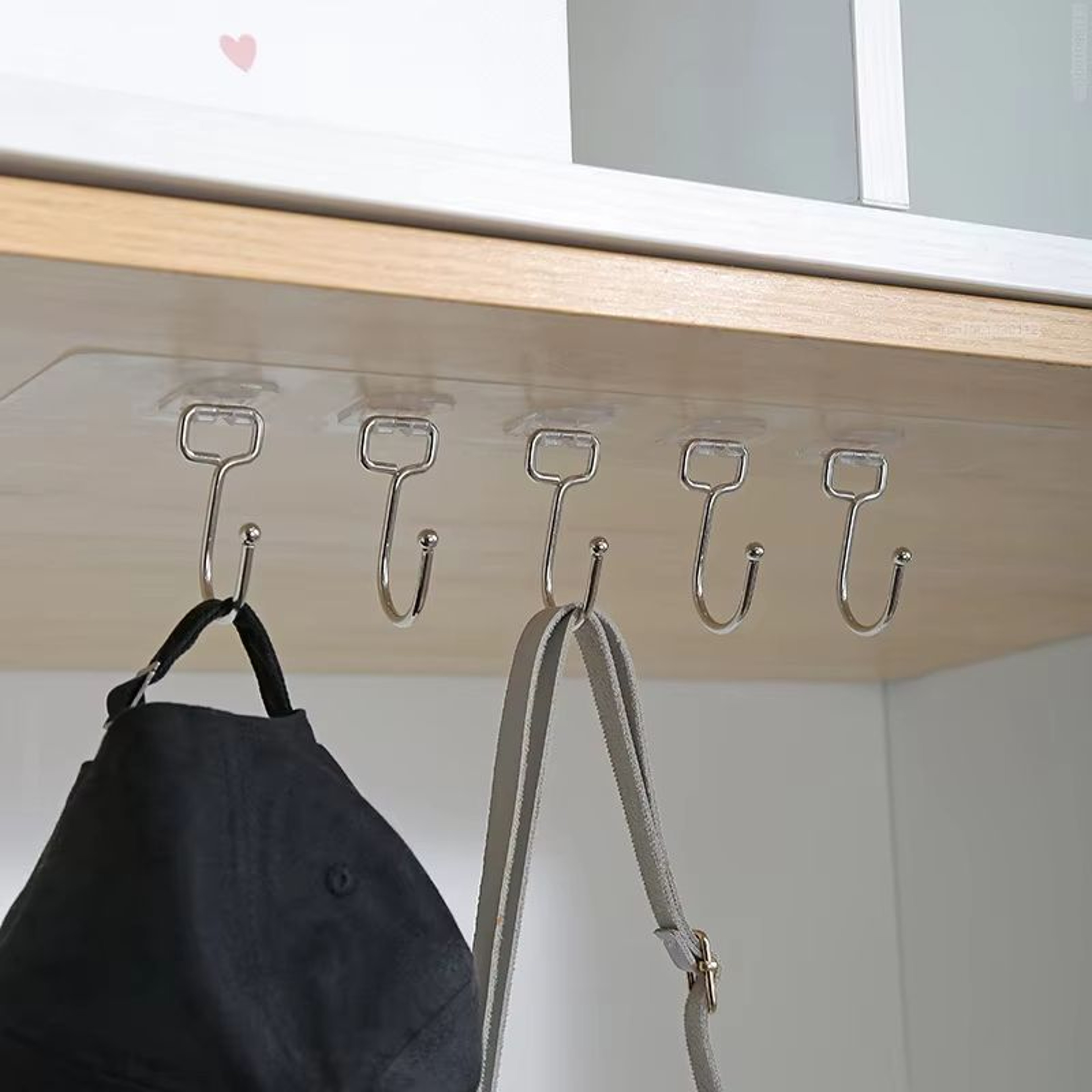 Transparent Multi Row Adhesive Wall Hooks Strong Clear Door And Wall Organizer 2