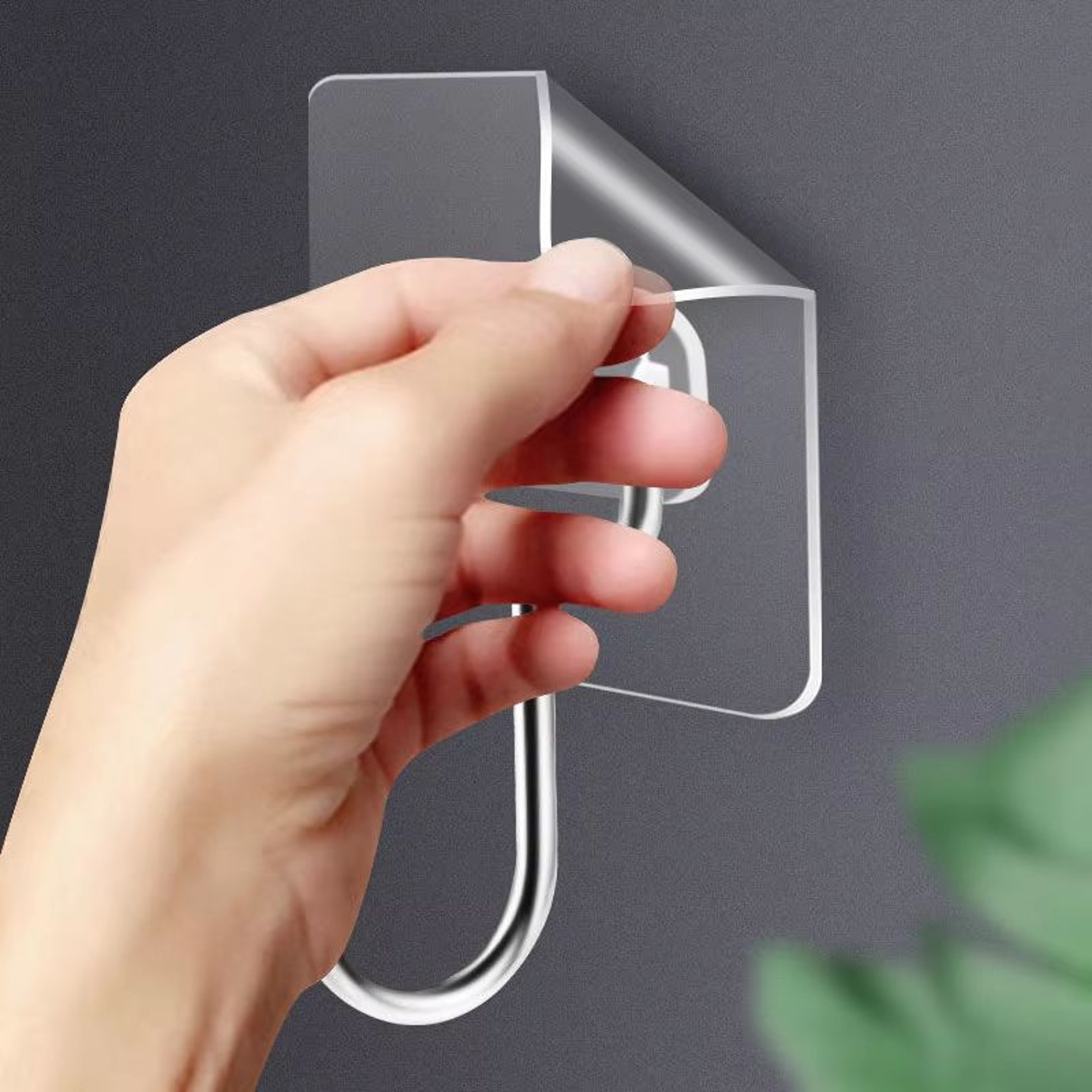 Transparent Multi Row Adhesive Wall Hooks Strong Clear Door And Wall Organizer 3