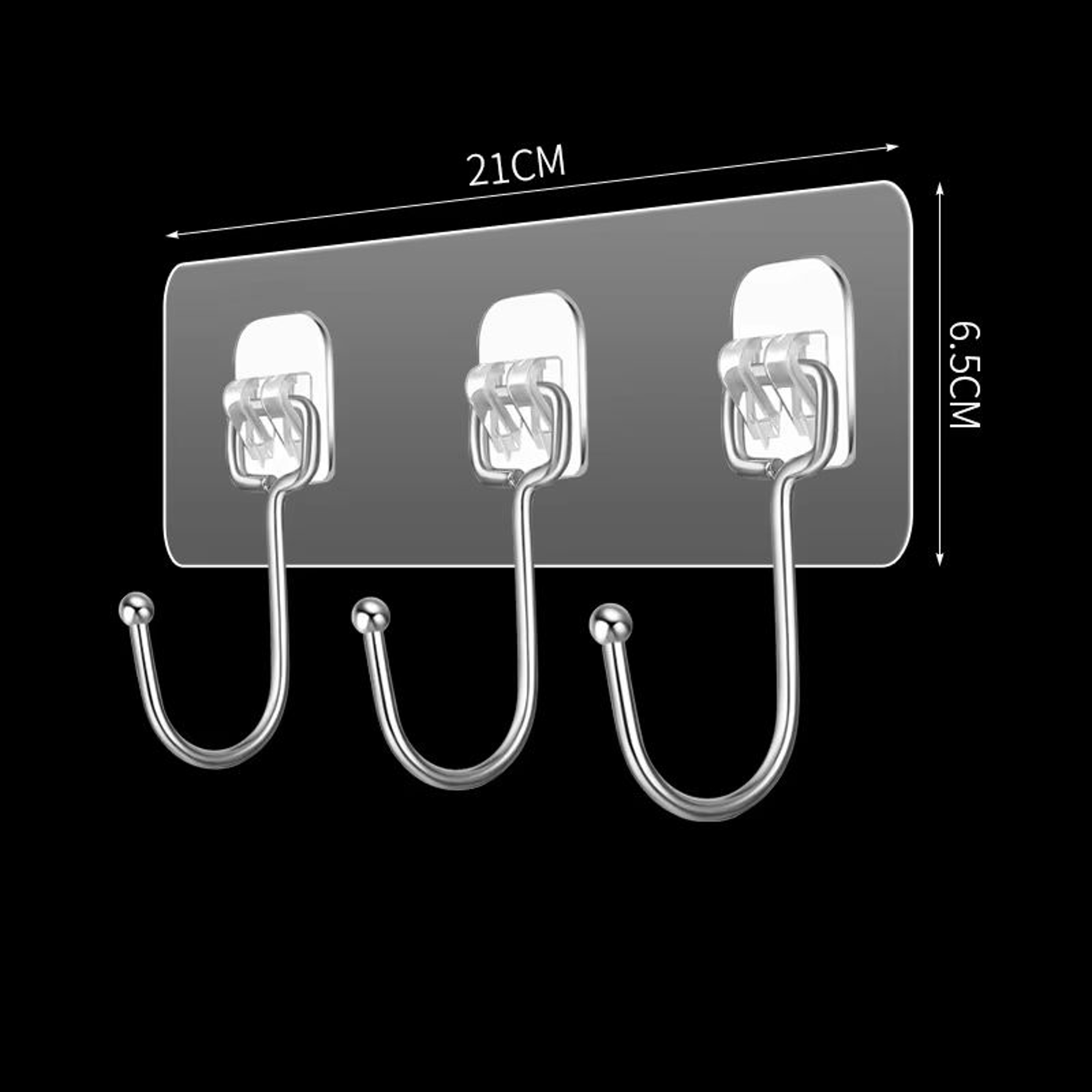 Transparent Multi Row Adhesive Wall Hooks Strong Clear Door And Wall Organizer 6