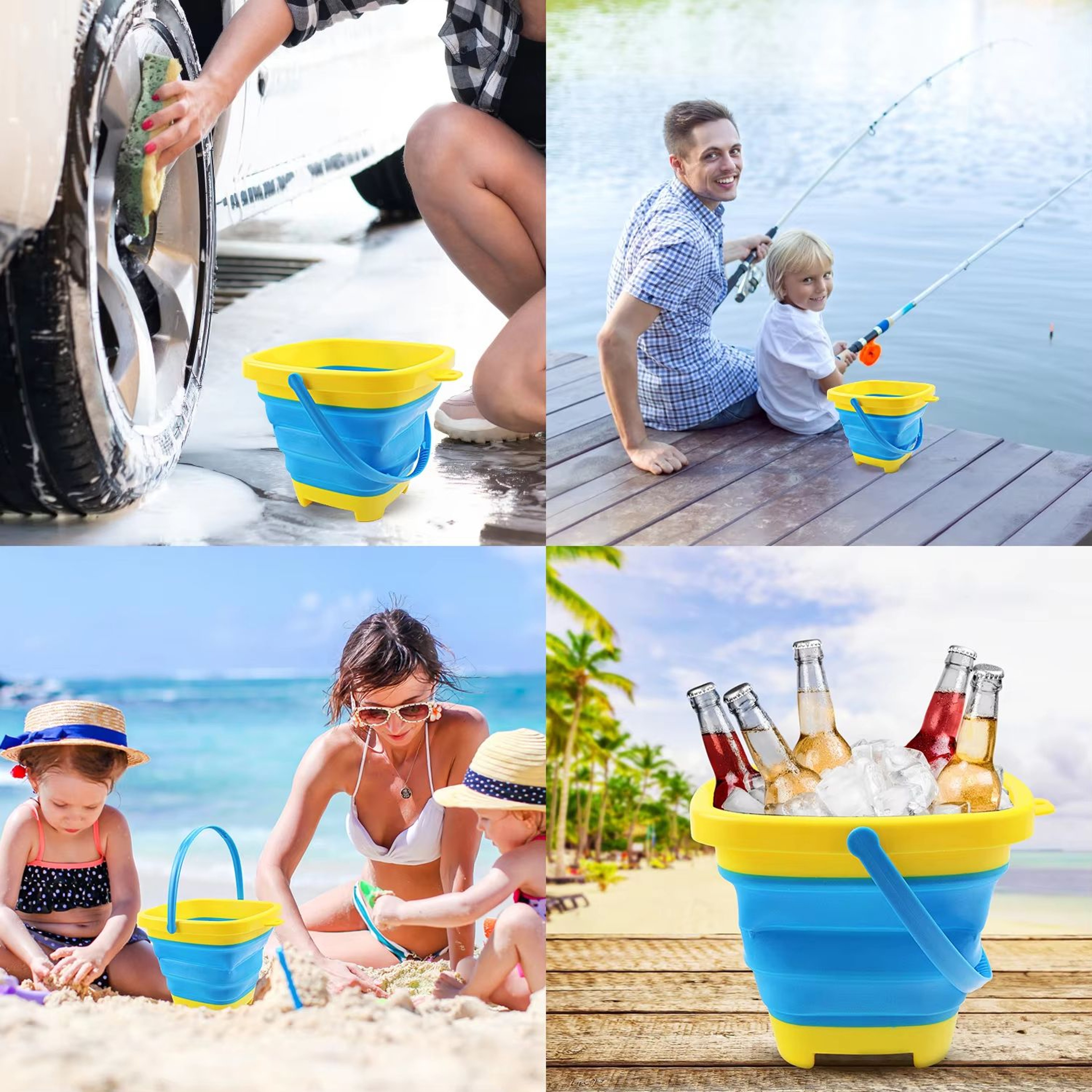 Multifunctional Folding Beach Bucket Portable Water And Outdoor Utility Bucket 2