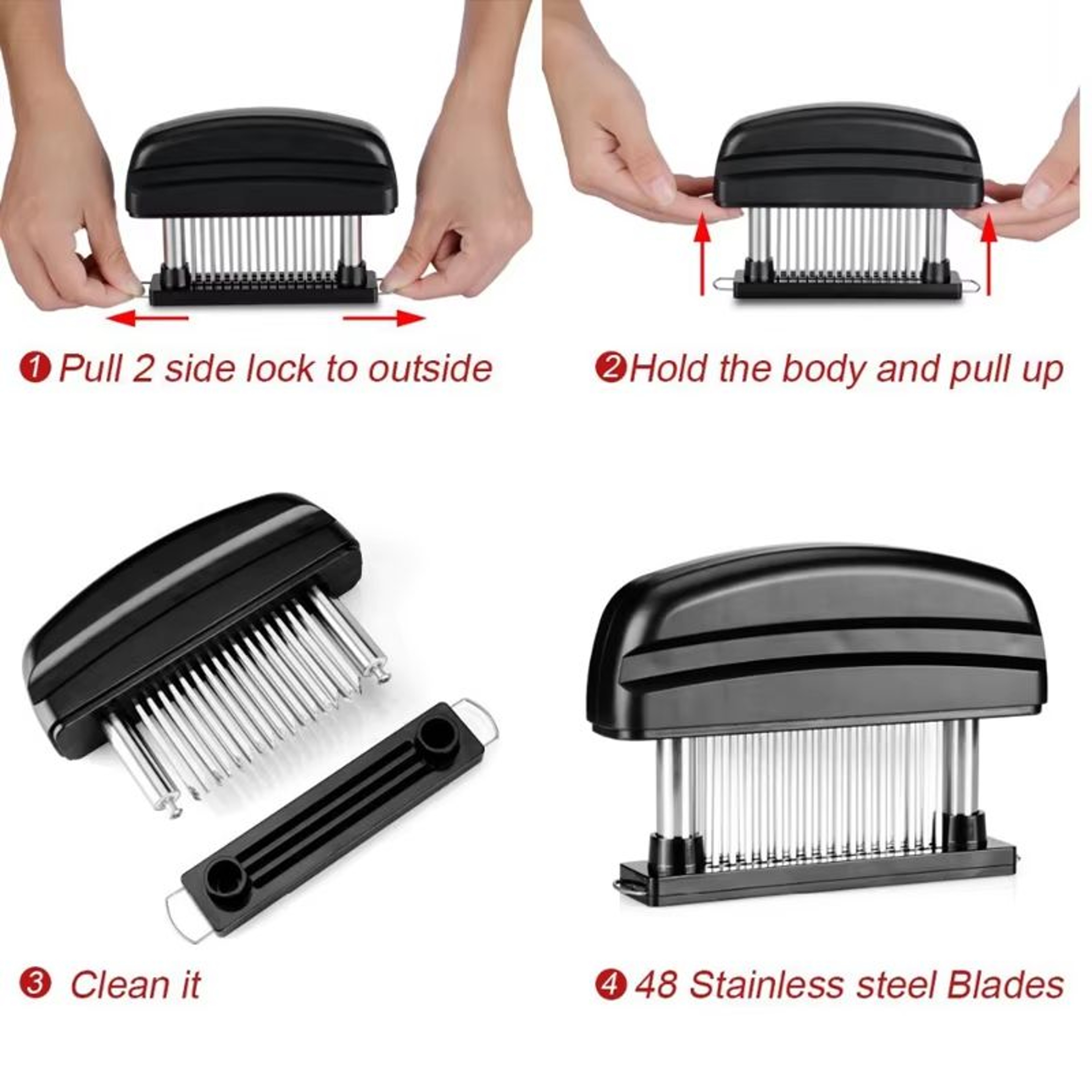 Professional Stainless Steel Needle Meat Tenderizer 48 Needle Steak Tool 4